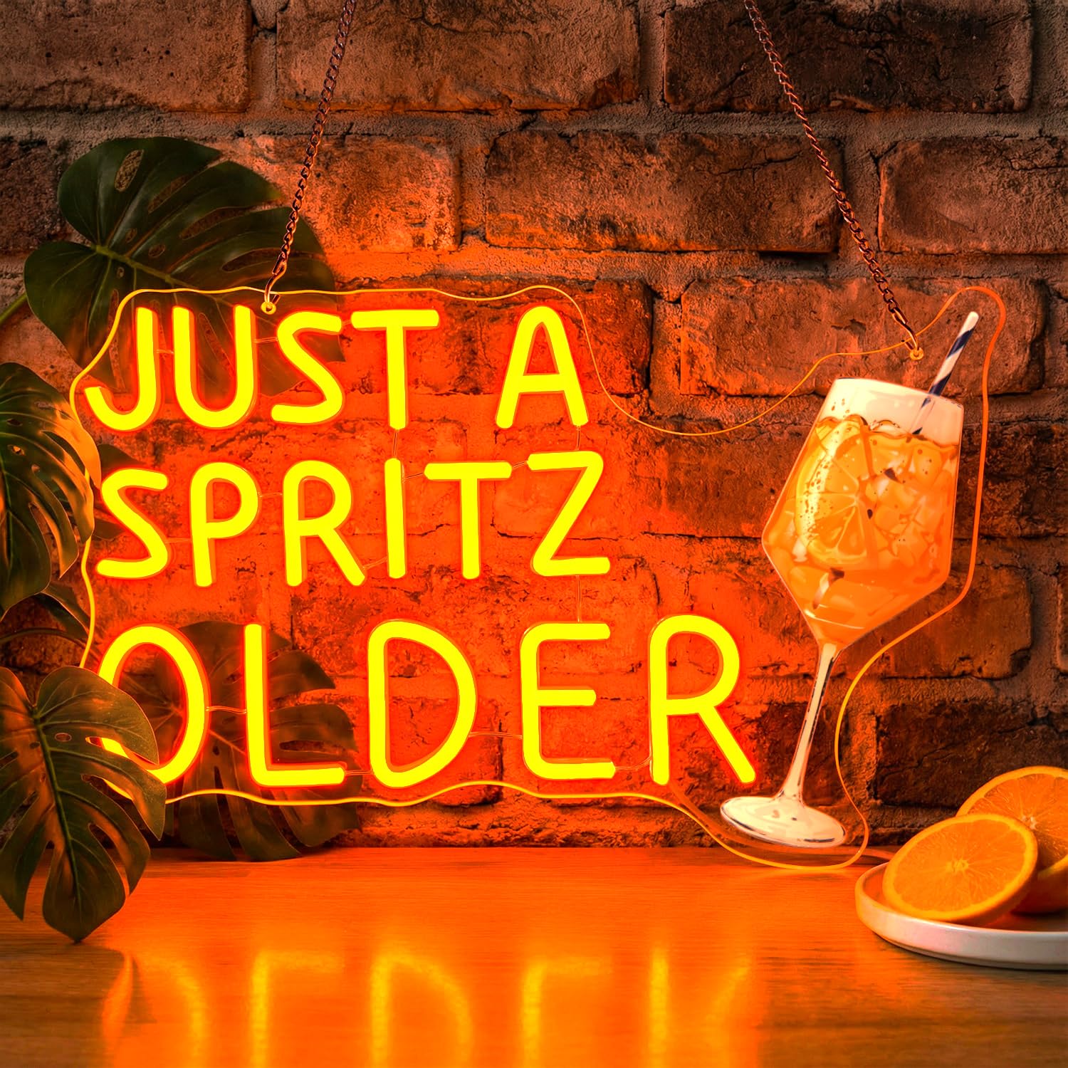 Astuddy JUST A SPRITZ OLDER Neon Schild, Aperol Spritz Neon Schild, Cocktail Neonlicht, Orange LED Neonschild für Wanddekor, USB Bar Neon Sign für Party, Zuhause, Bar, Club, Männerhöhle, Küche
