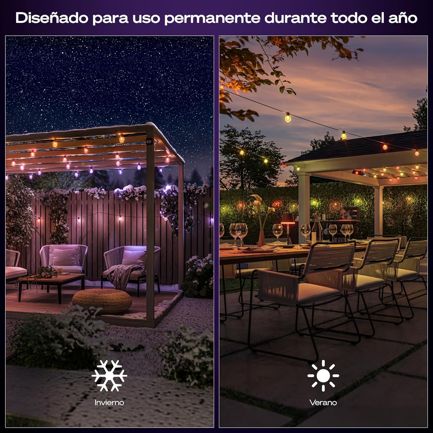 Philips Hue Festavia - Guirnalda de luces exterior, 21m, RGB, 30 bombillas LED, luces de colores regulables para iluminación jardín, control con app, funciona con Alexa, Google Assistant y Apple Home