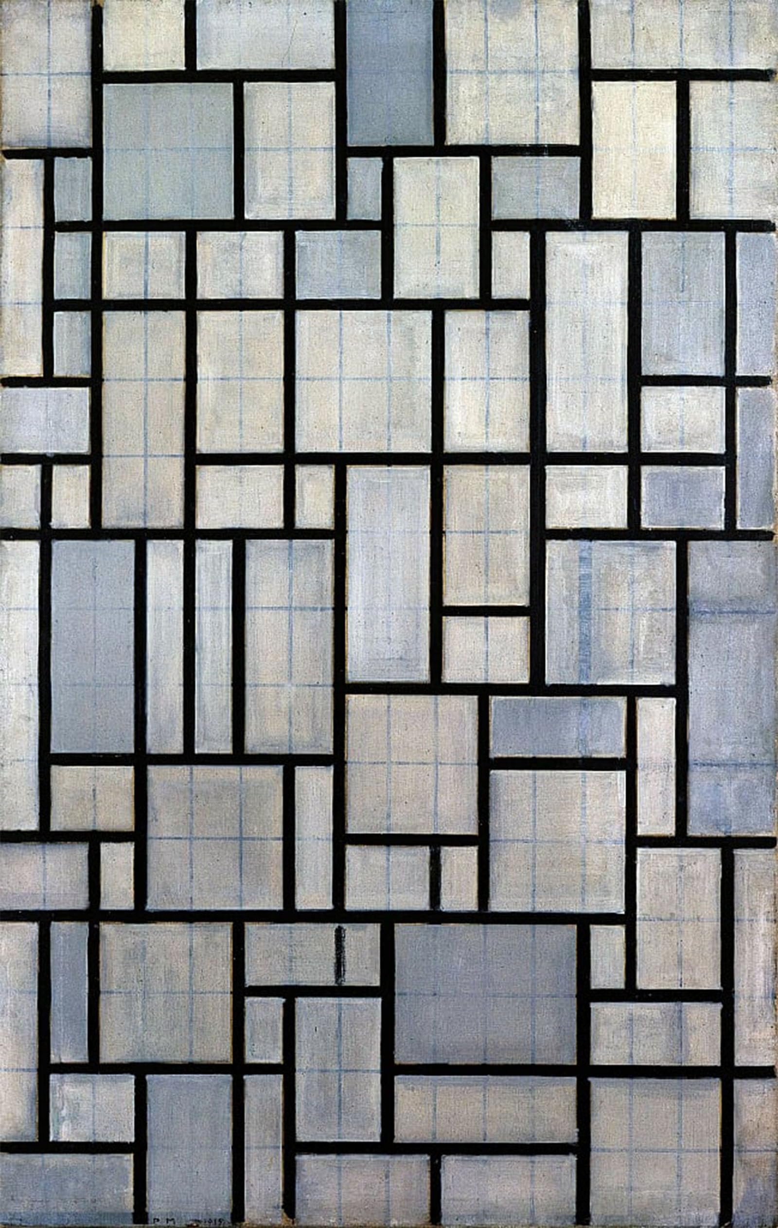 POSTERIIk Vintage Print Pop Art Landscape Artwork Composition with Lattice by Piet Mondrian Art Prints for Office Home Decor 60x90cm