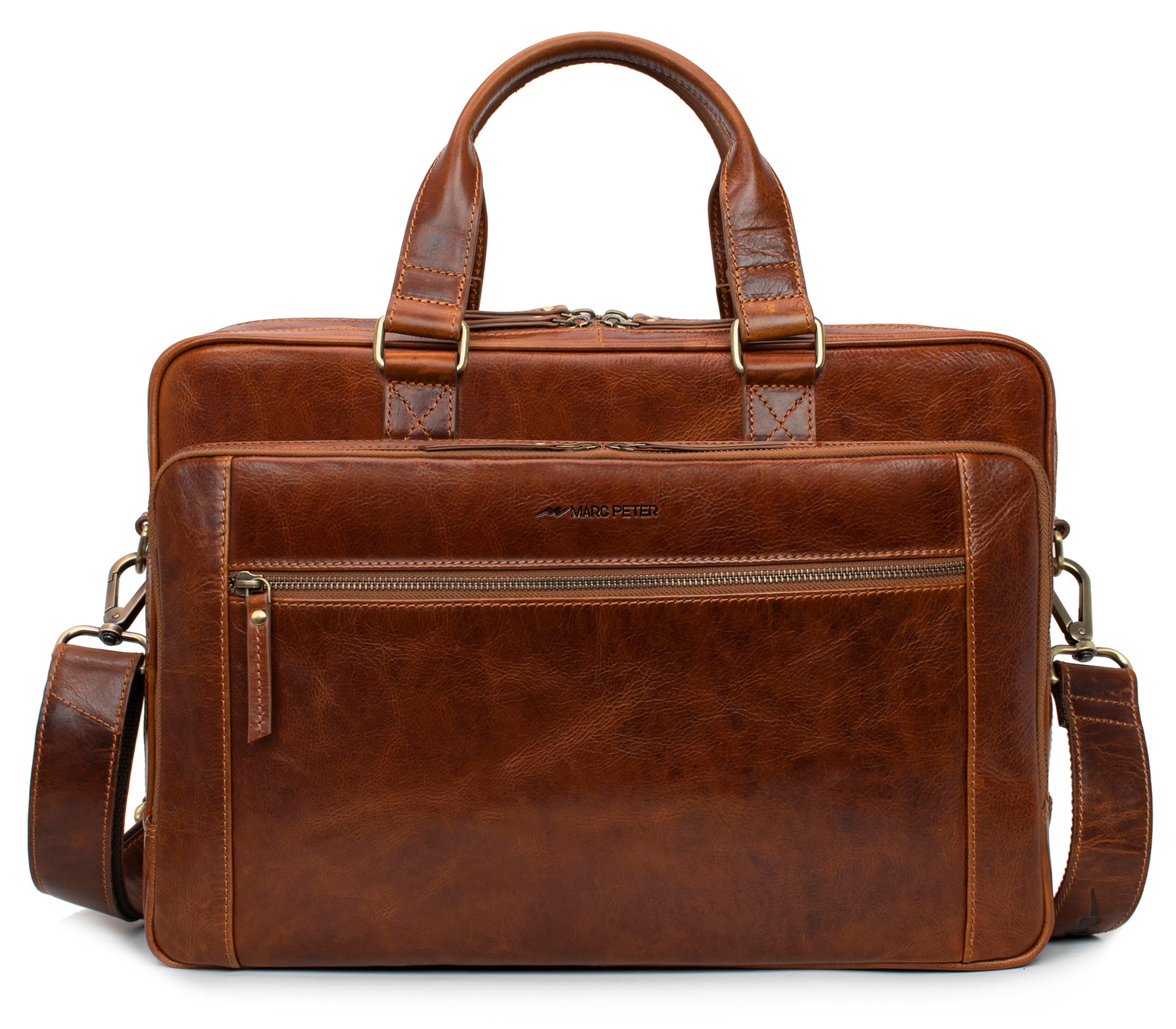 Marc Peter Seattle I - Bolso bandolera de piel para portátil de 15,6 pulgadas, maletín para ordenador portátil, para hombre y mujer