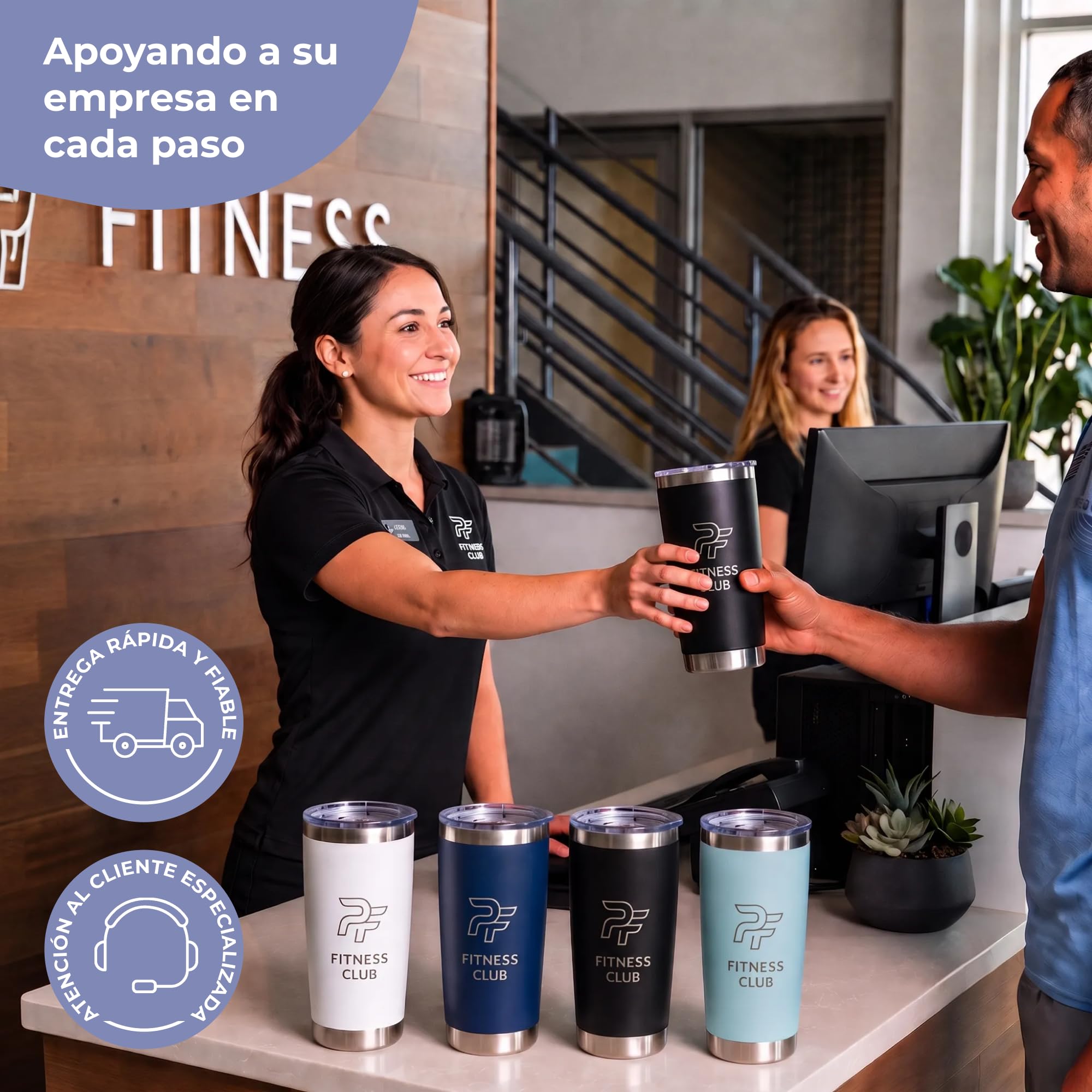 Cimpress Vaso térmico personalizado, 562 ml, doble pared, Blanco