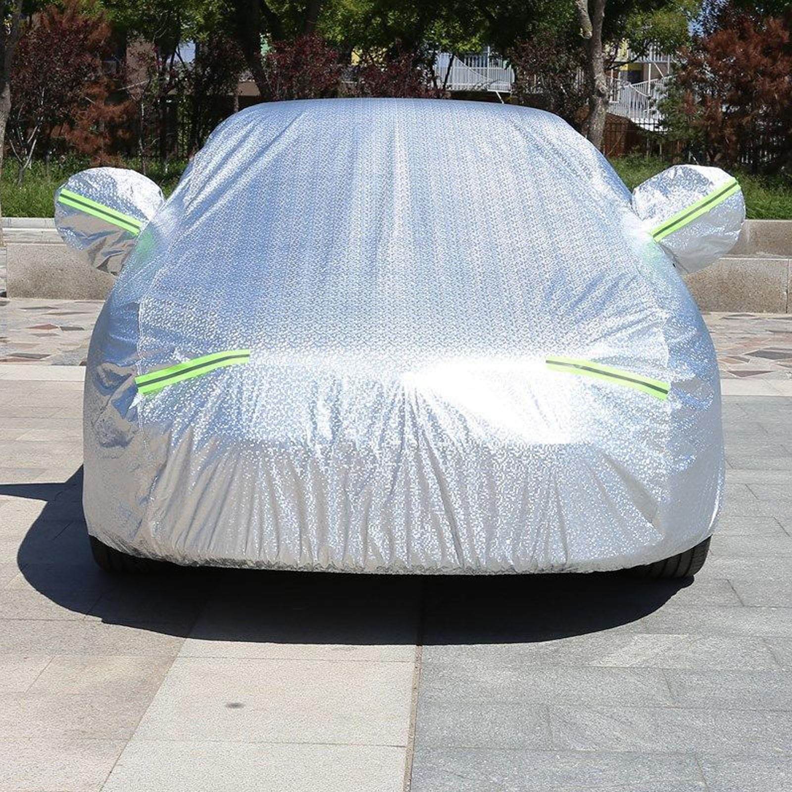Telo Copriauto Antigrandine 430 x 180 x 160 cm Resistente Ad Acqua Polvere Neve Sole Freddo Impermeabile Antigraffio Copertura per Auto Telo Copriauto per Interno Ed Esterno, Nero