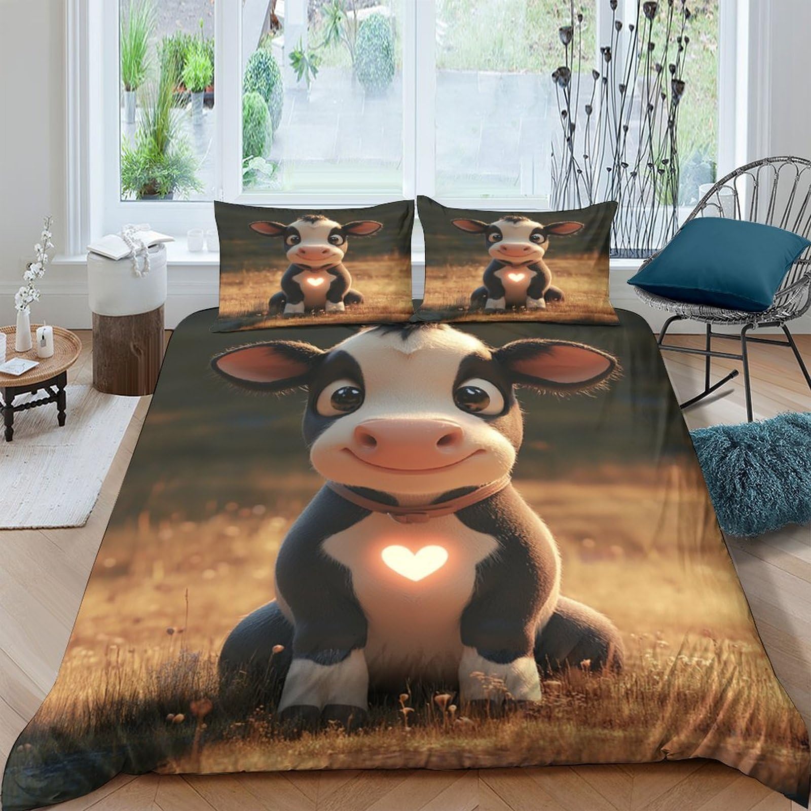 Ctjqhvkz Style-9 3D Printed Cute Cartoon Cow Fitted Sheet Microfiber Soft Brown Pasture Animal Mattress Cover For Bedroom Guest Room Decor Single（135X200cm）