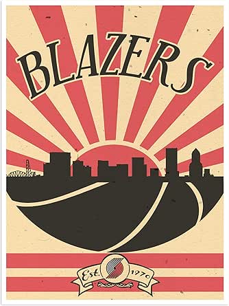 Amazon.com: Portland Trail Blazers Poster Sunset Art Print 12x16 Wall ...