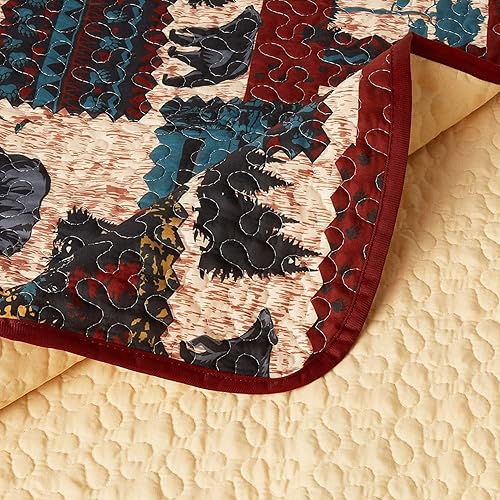 Miniatura 5 de Ebros Gift Rustic Forest Black Bear by Pine Trees Forest - Juego de ropa de cama acogedora tamaño Queen, manta acolchada de felpa de 90 x 90