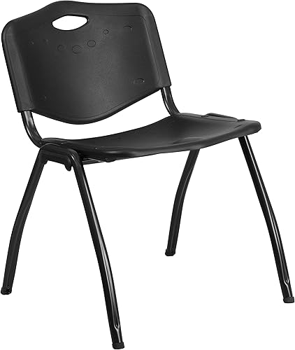 Miniatura 6 de Flash Furniture HERCULES Series - Silla apilable de plástico negro con capacidad de 880 libras