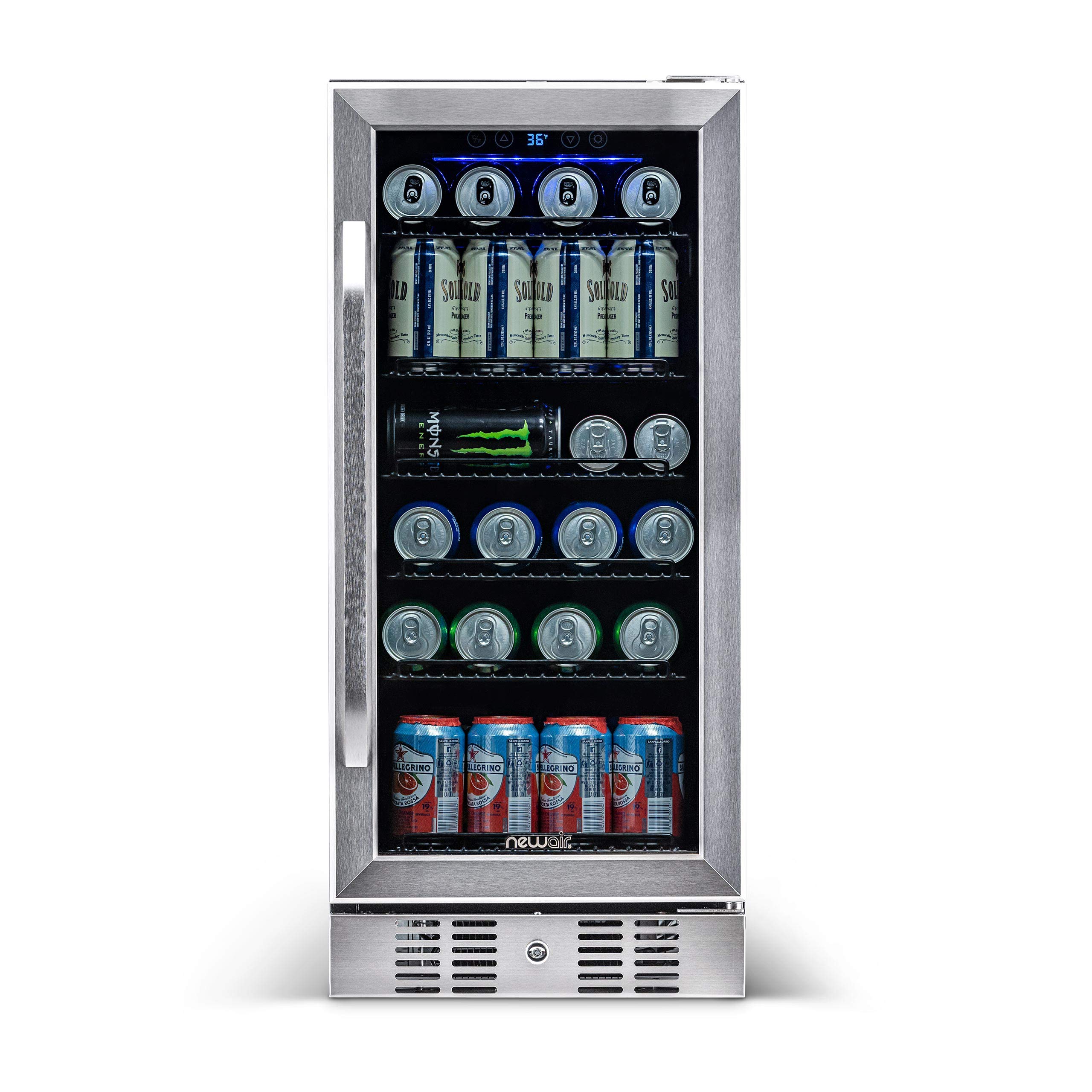 NewAir 15 Inch Beverage Refrigerator Cooler with 96 Can Capacity Mini