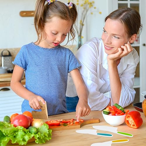 Miniatura 40 de Cuchillo de 14 piezas para niños pequeños, el juego de cuchillos para niños incluye cuchillo seguro de madera para niños, cuchillo de plástico