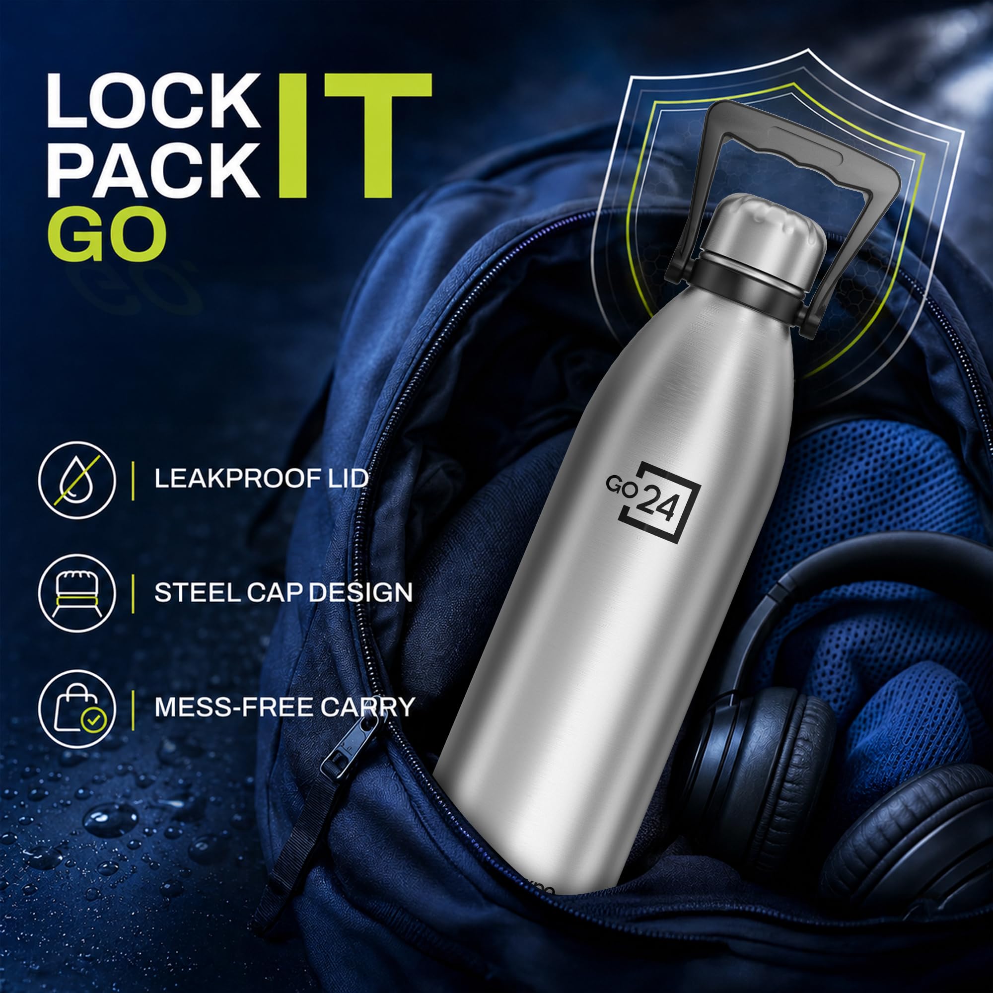 Go24 pexpo Echo Pro ISI Certified Stainless Steel Water Bottle 2000ml Hot & Cold Thermos Water Bottle | Vacuum Insulated Water Bottle with Handle | Travel | Adults - Silver — Amazon image 5