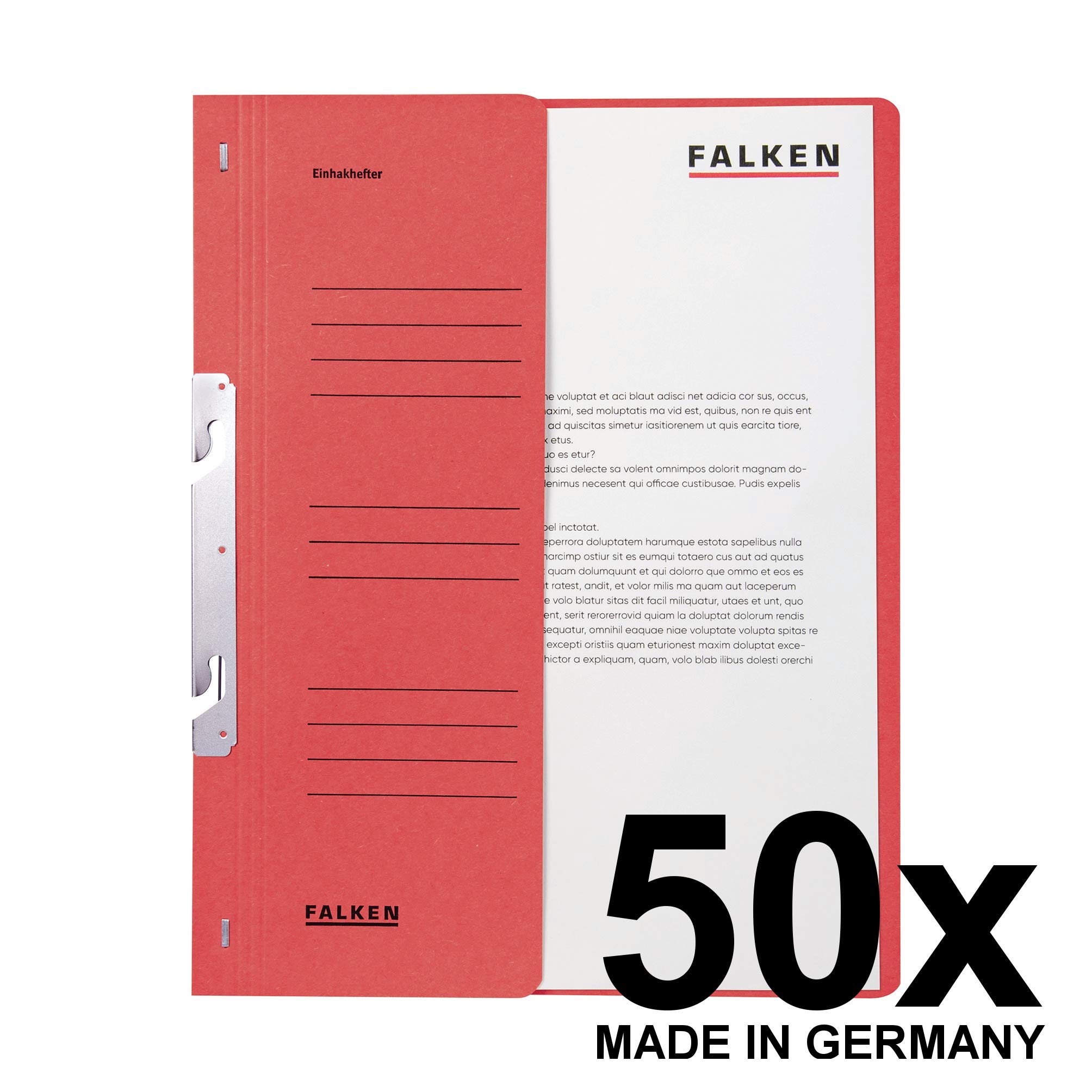 FALKEN 50x Einhakhefter aus Recycling-Karton für DIN A4 rot