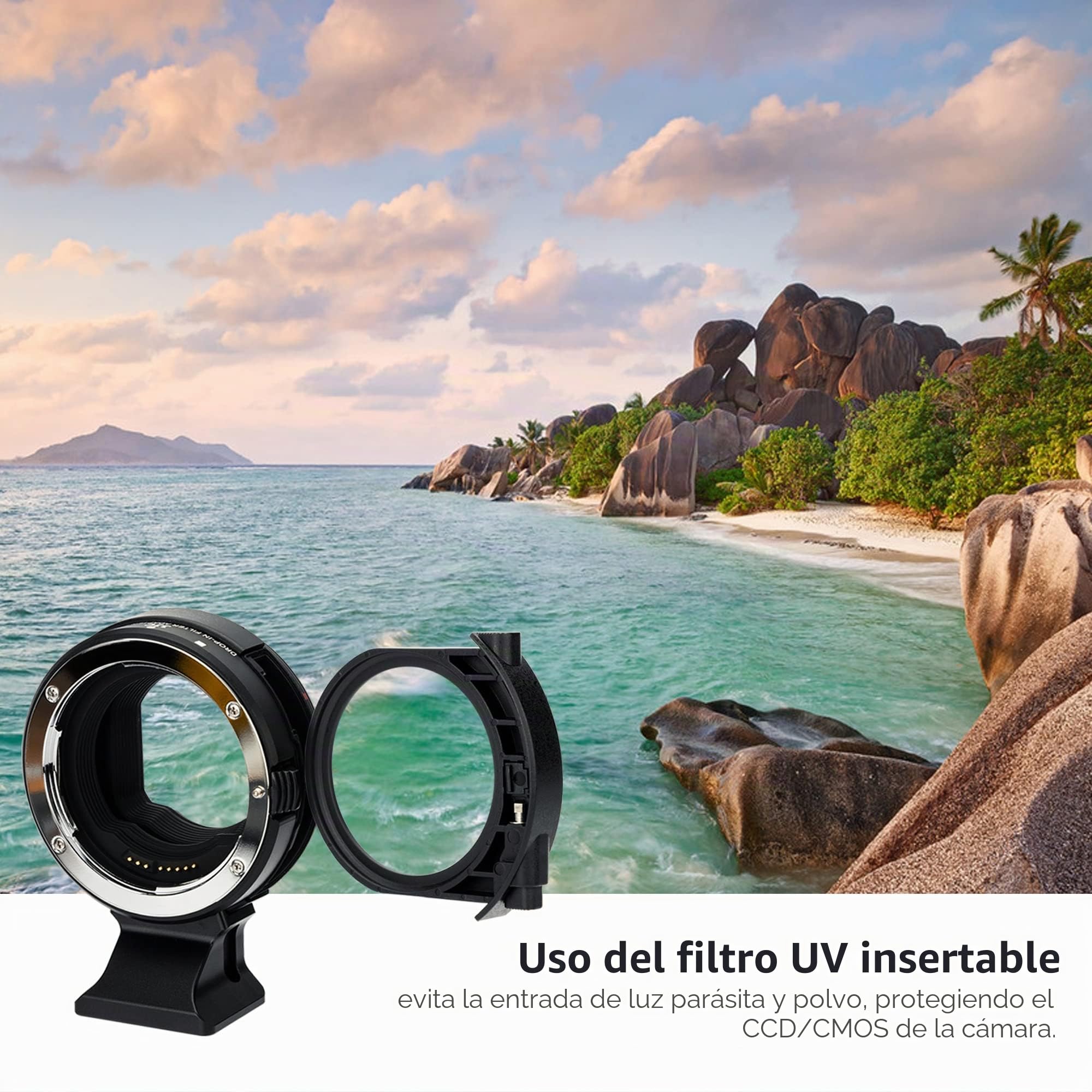 JJC Adaptador de Montaje de Lente de cámara sustituye al Adaptador de Montaje de Filtro Canon Drop-In EF-EOS R - con Filtro de inserción C-PL+NDV para Canon EF/EF-S DSLR Lente