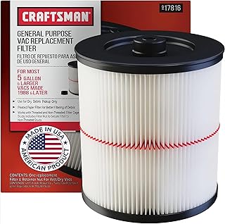 Craftsman 9-17816 General Purpose Red Stripe Vacuum Cartridge Filter, 8.5 Inches - White/Red