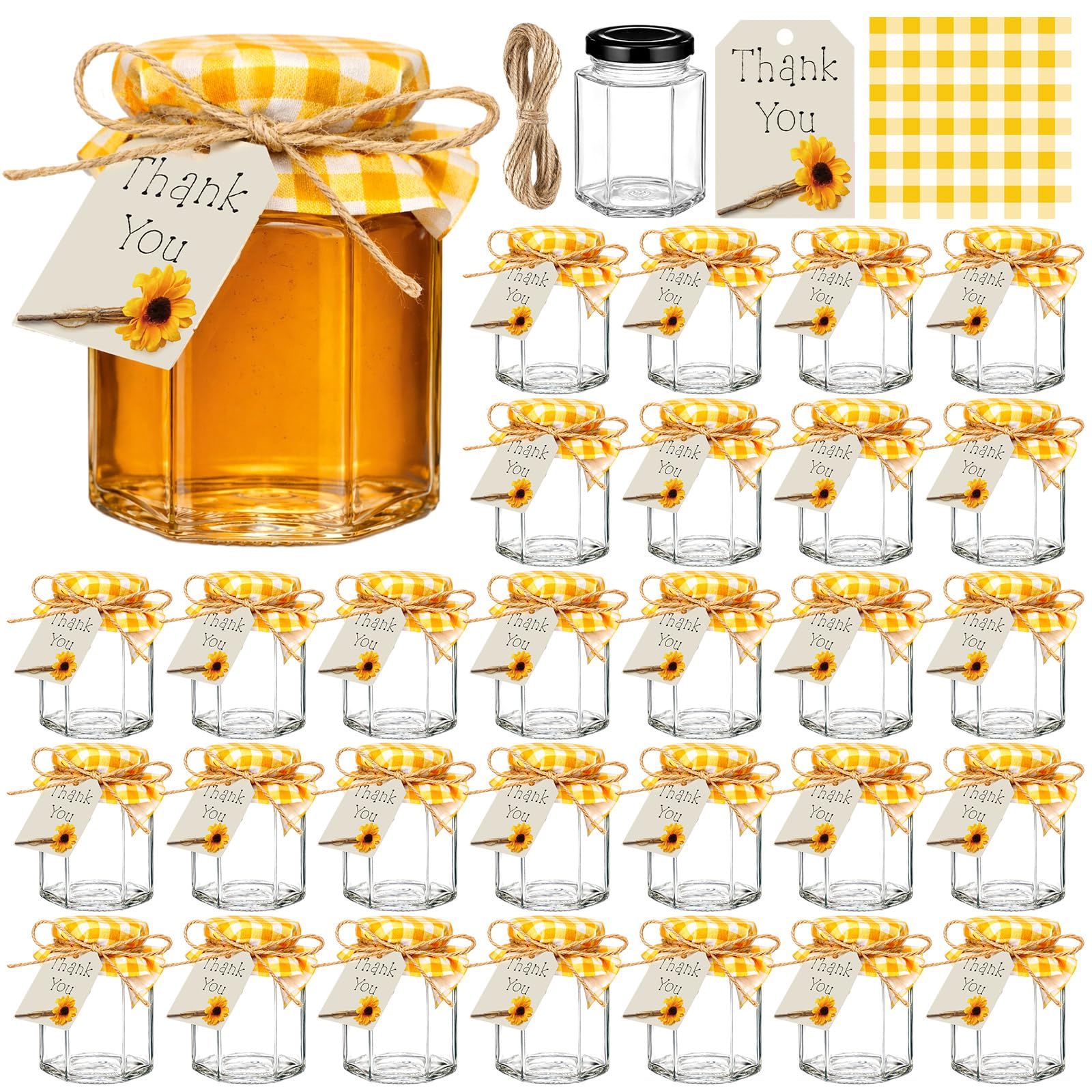 LemonRoad 30 Pcs Glass Jars with Lids Mini 3.4 oz Yogurt Jars for Jam