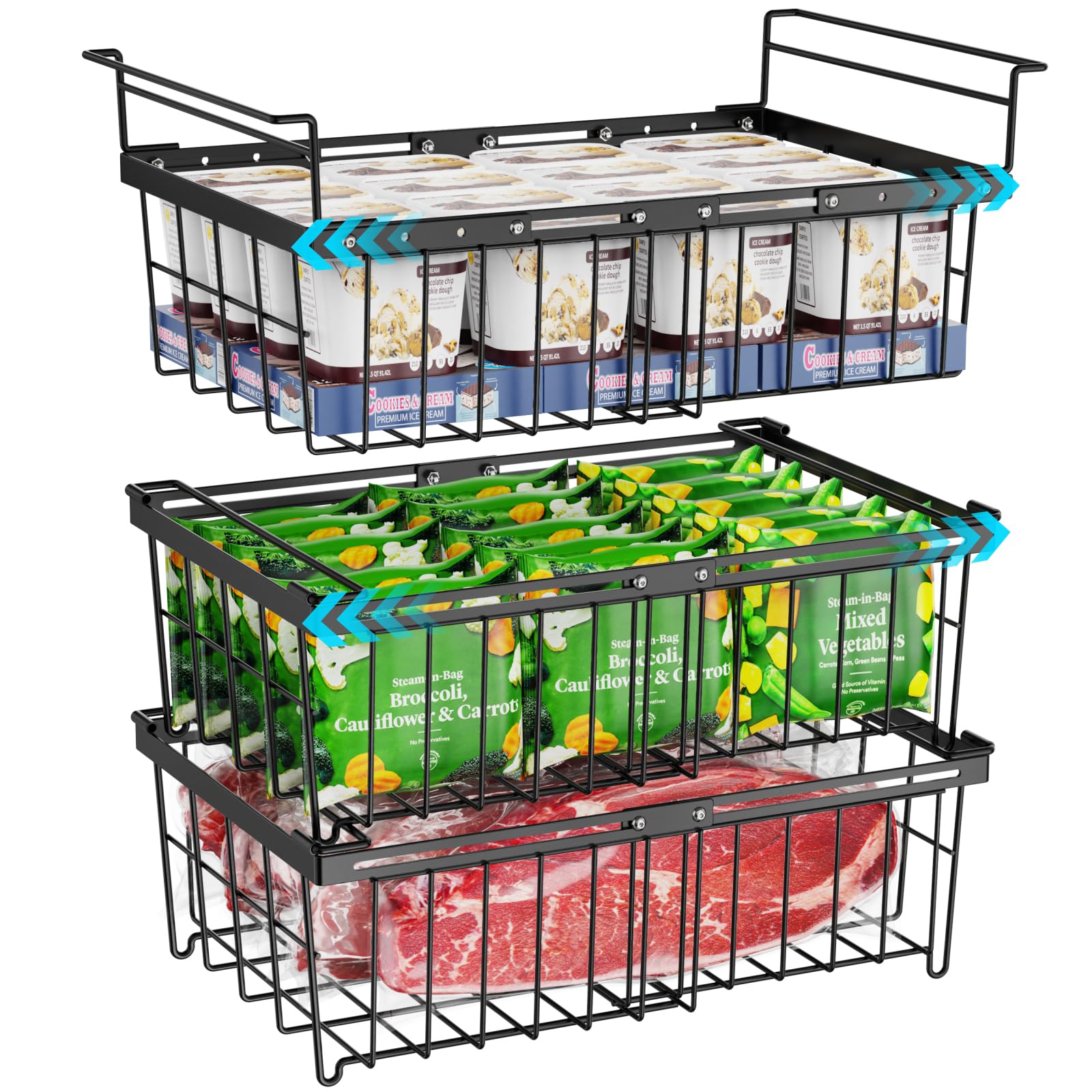 Snapklik.com : Deep Freezer Organizer Bins For 10 To 20 Cu.Ft, 3 Pack ...