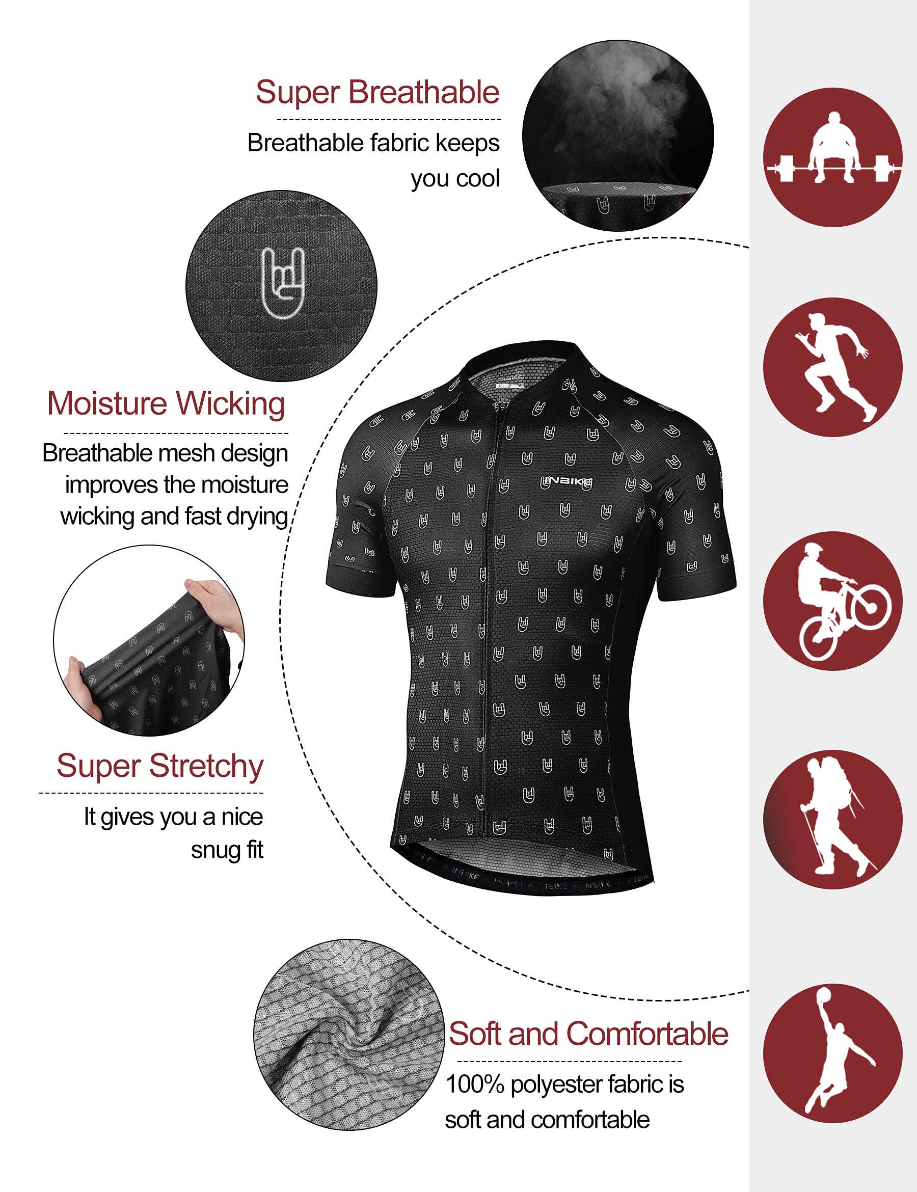 INBIKE Maillot VTT Cyclisme Homme Tenue Cycliste Respirant Manche Courte Séchage Rapide T-Shirt Velo de Route
