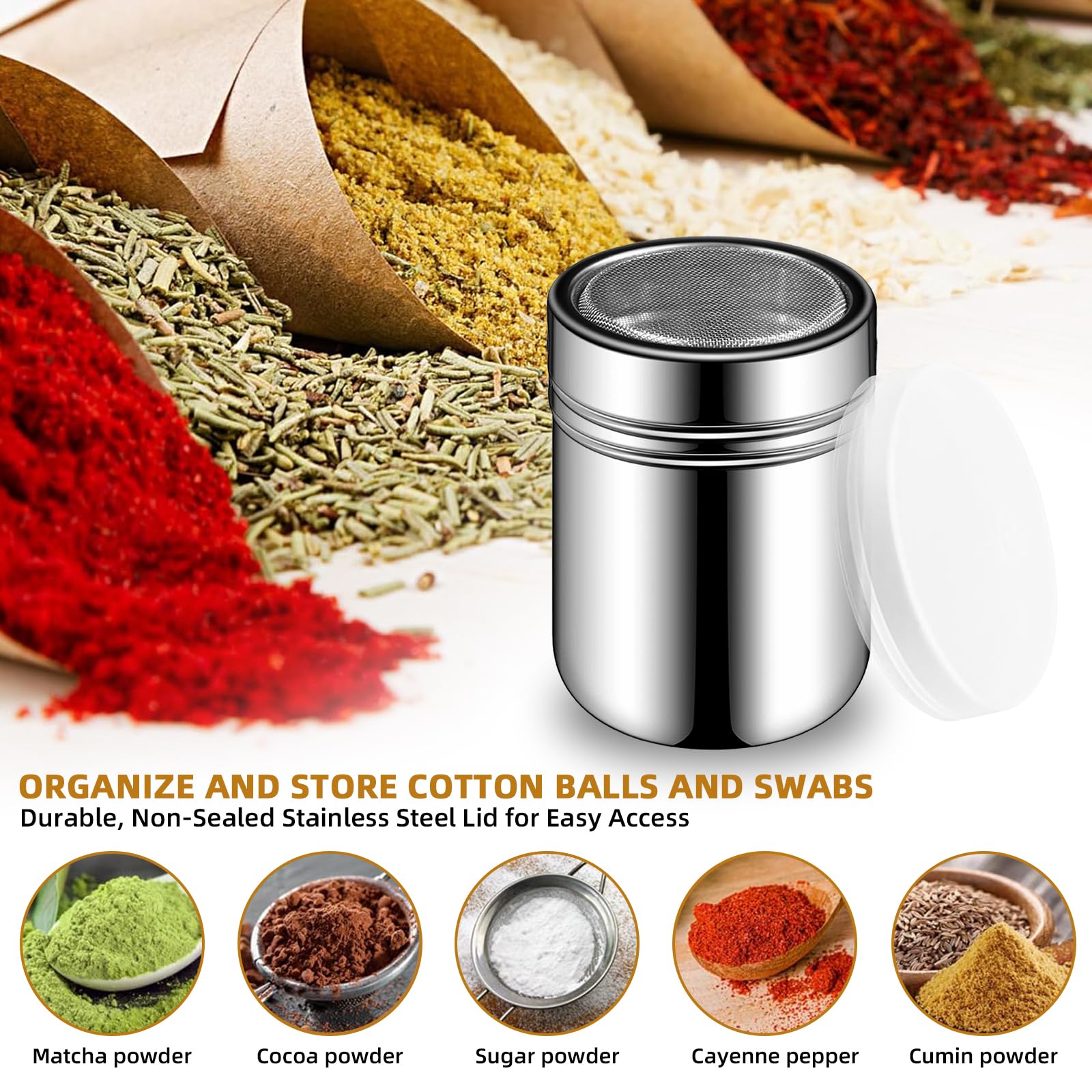 OYUUJII Saupoudreuse Cacao,2 Saupoudreuse à Sucre Glace,boite