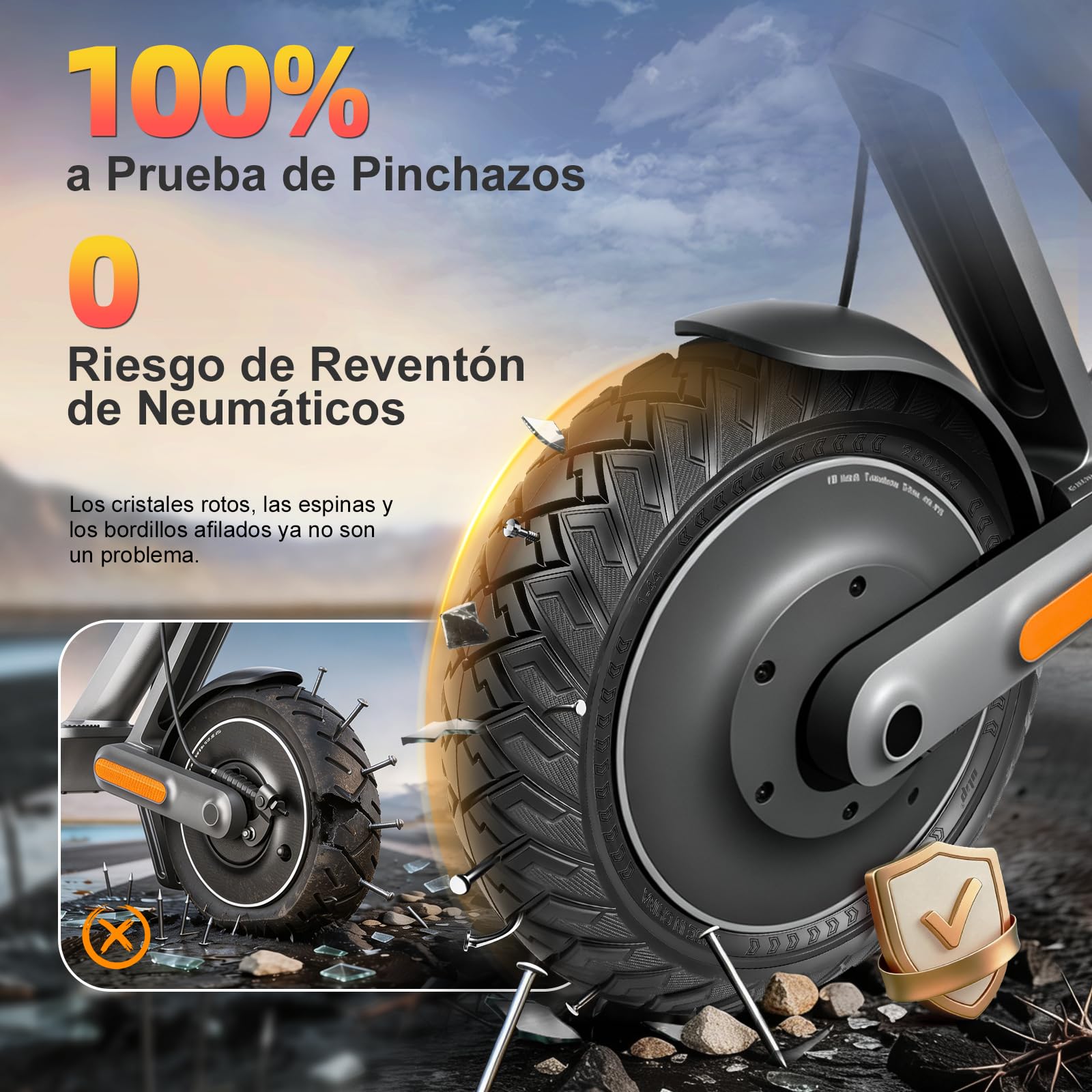 250 x 64 pneumatici completi per Xiaomi 4 Ultra, Navee S65, Navee S65C, scooter elettrico 250 x 64 fuoristrada, pneumatici solidi da 10 pollici, pneumatici in gomma piena, accessori di