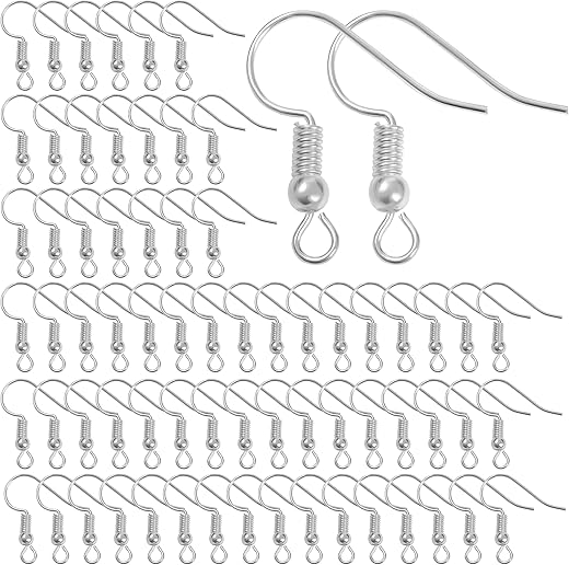 Silver-plated ear hooks - jewellery making by Kurtzy - nickel-free earring blanks - jewellery accessories - earrings for women, men and children - 2 mm open threading ring