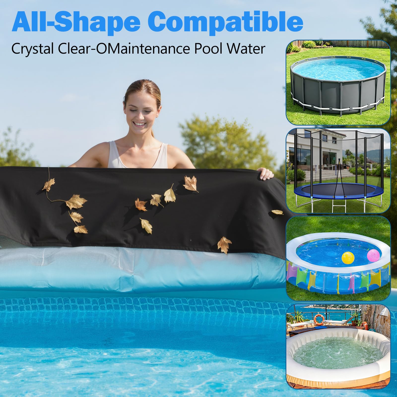 Copertura per piscina da 3,5 m, copertura rotonda per piscine fuori terra, copertura per vasca idromassaggio, copertura per serbatoio con coulisse e chiodi a terra, impermeabile e antipolvere Reißfest