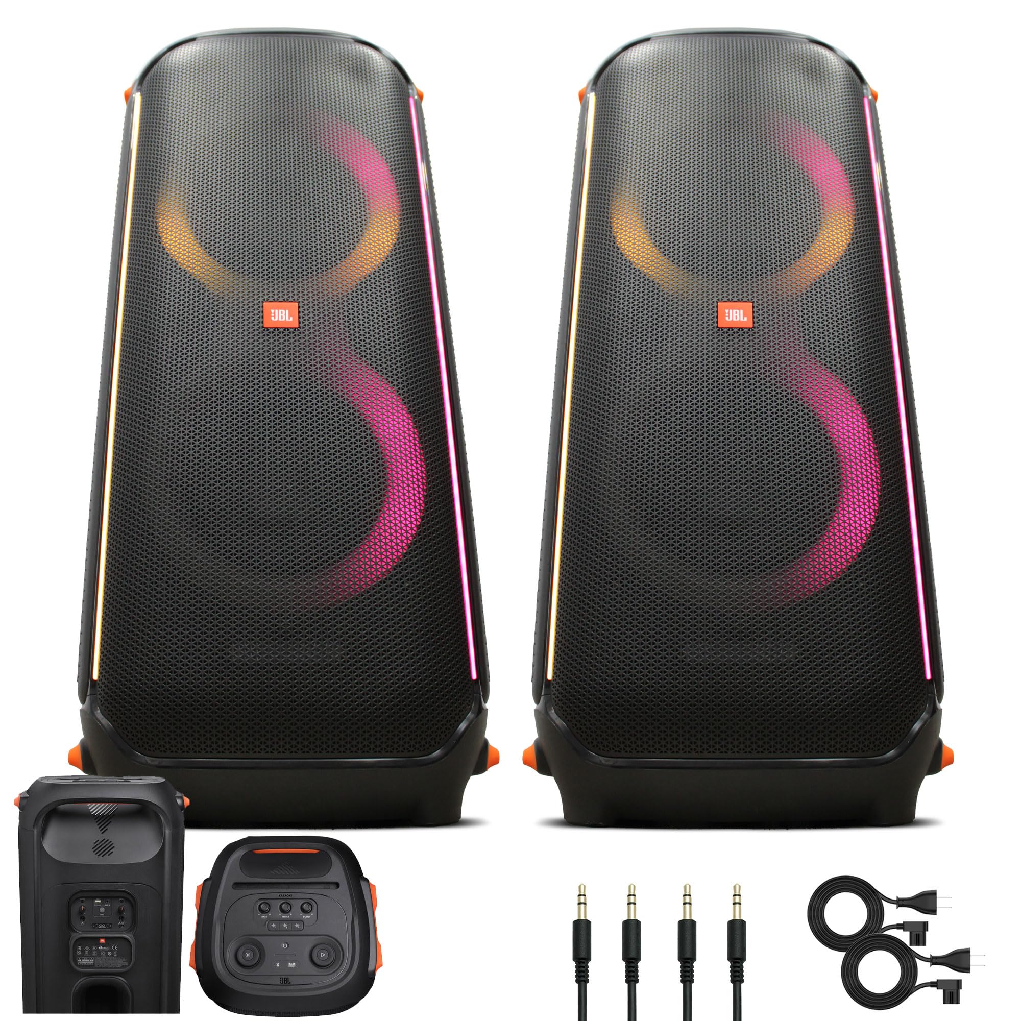 Amazon.com: JBL PartyBox 710 800W inalámbrico, Bluetooth, a prueba de  salpicaduras, con luces (JBLPARTYBOX710AM) + 2 cables auxiliares + paño de  ...