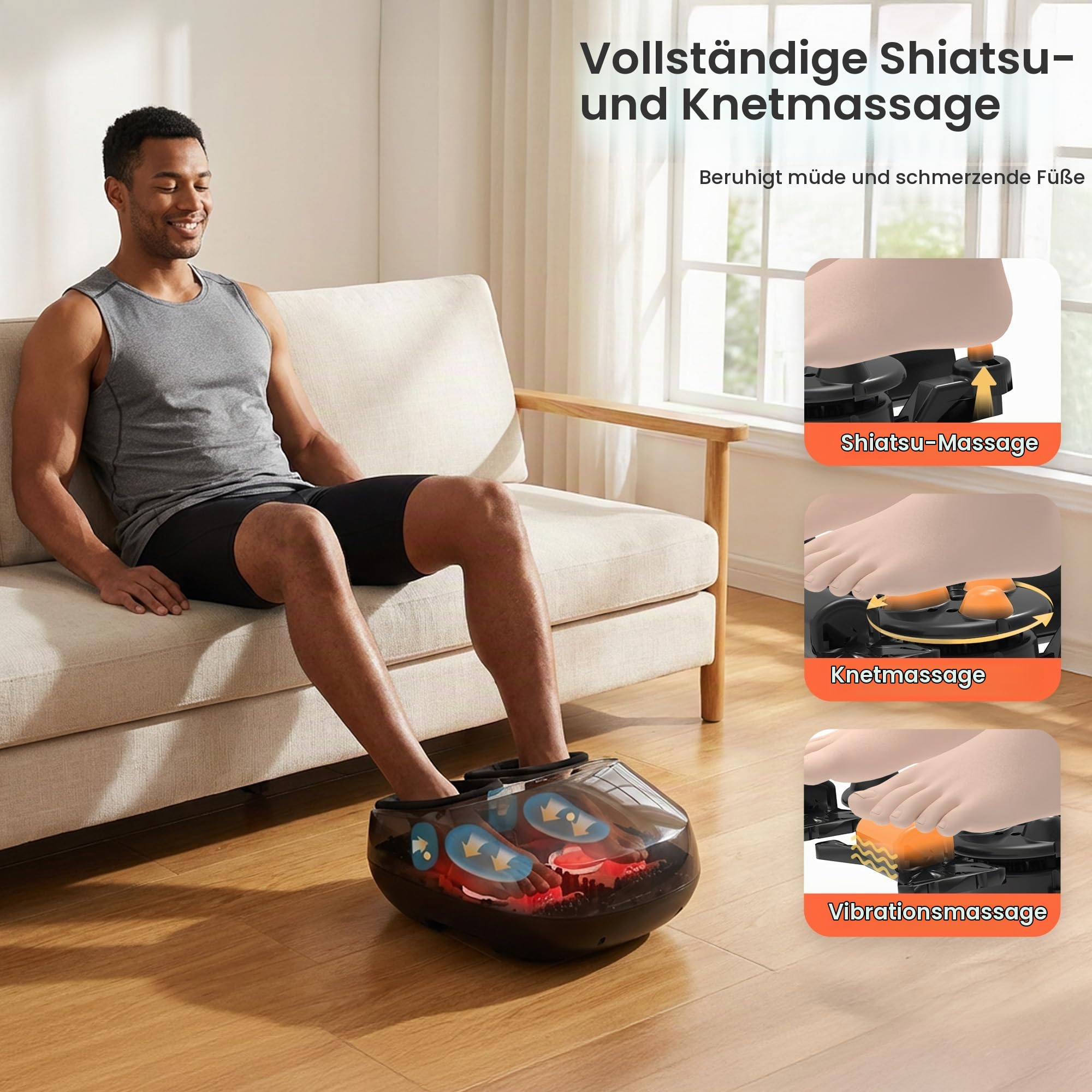 COMFIER Fußmassagegerät mit Wärme, Fussmassagegerät Elektrisch, Tiefenknet Shiatsu fußmassage für Plantarfasziitis & Neuropathie, Geschenke für Frauen, Männer, Bis Schuhgröße 47