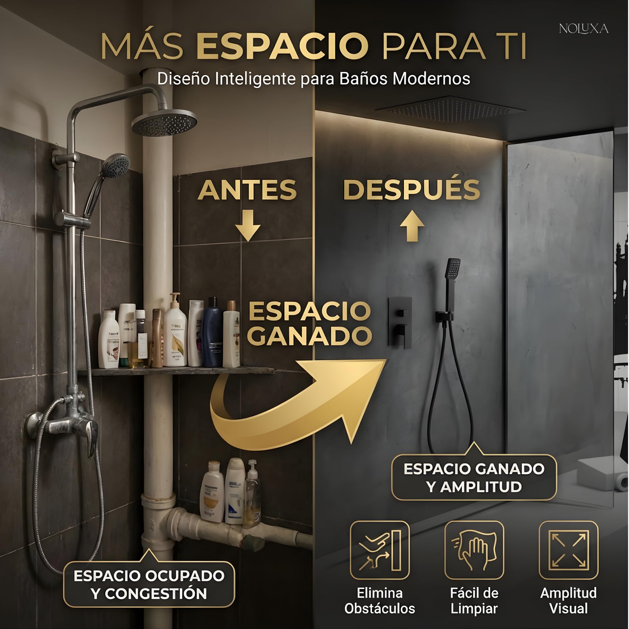 IMEX - Ducha Encastrada Techo Monomando Cromada | Rociador de Ducha Empotrado en Techo Antical y Efecto Lluvia | Alcachofa y Grifería Empotrada en Latón y Acero Inox S.304 | Serie Volga