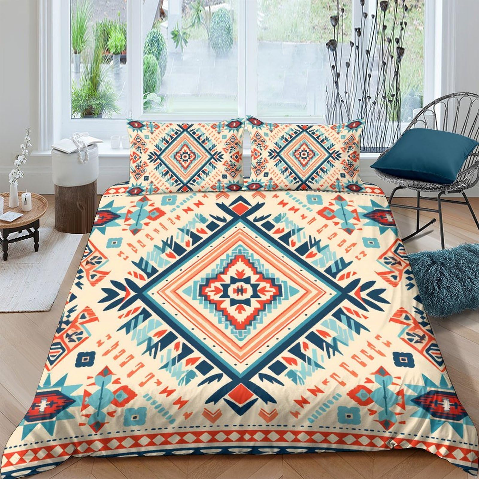 Ctjqhvkz Style-5 3D Printed Boho Aztec Fitted Sheet Microfiber Soft Breathable Geometric Tribal Bed Cover For Bedroom Dorm Mattress Protection Decor Single（135X200cm）
