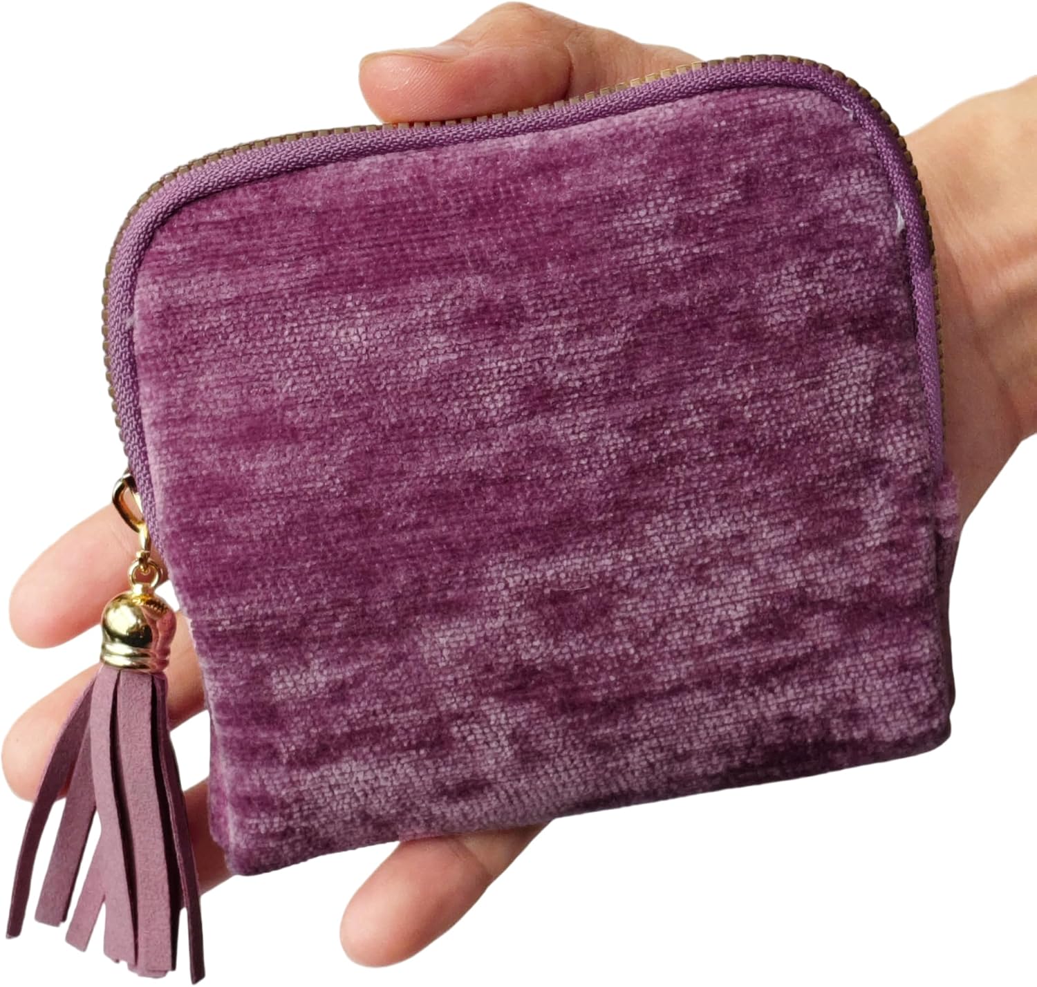 Travel Jewelry Case Soft Velvet Organizer Pouch 6 Layer Zipper Portable Jewelry Bag for Bracelet Rings Earrings Necklace Bangle Tangle-Free Storage Mini Travel Case Women Gifts-Purple