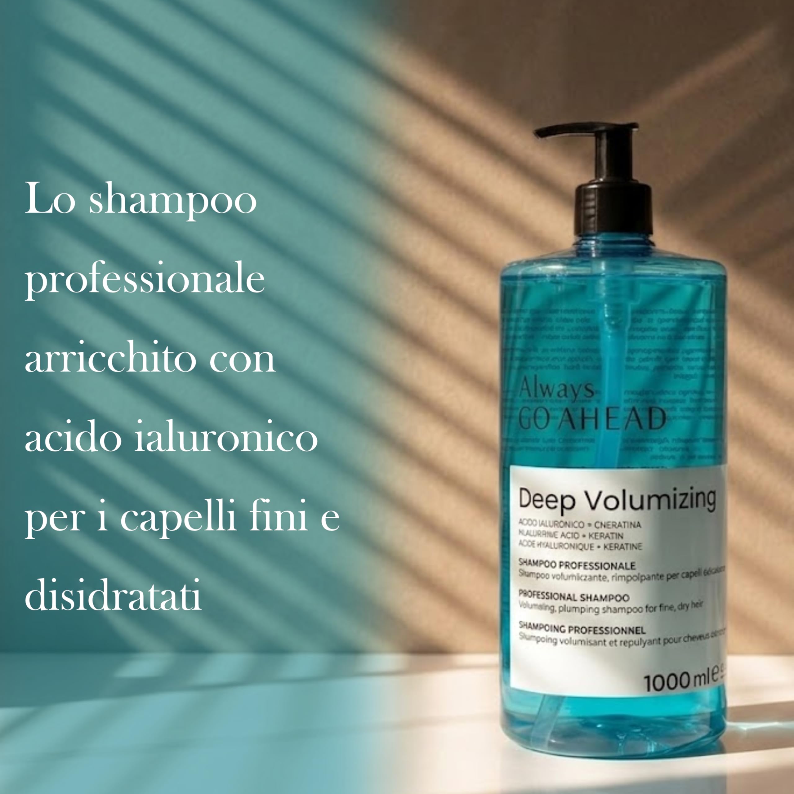Always Go Ahead Deep Volumizing Zestaw do włosów cienkich i odwodnionych | Szampon 1000 ml, maska 1000 ml, serum 100 ml, kwas hialuronowy i keratyna, profesjonalny zestaw