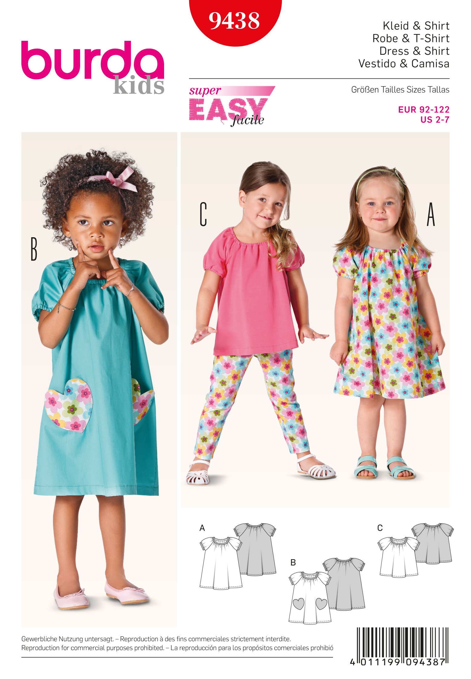 Burda b9438 T-Shirt and Dress Sewing Pattern 19 x 13 cm