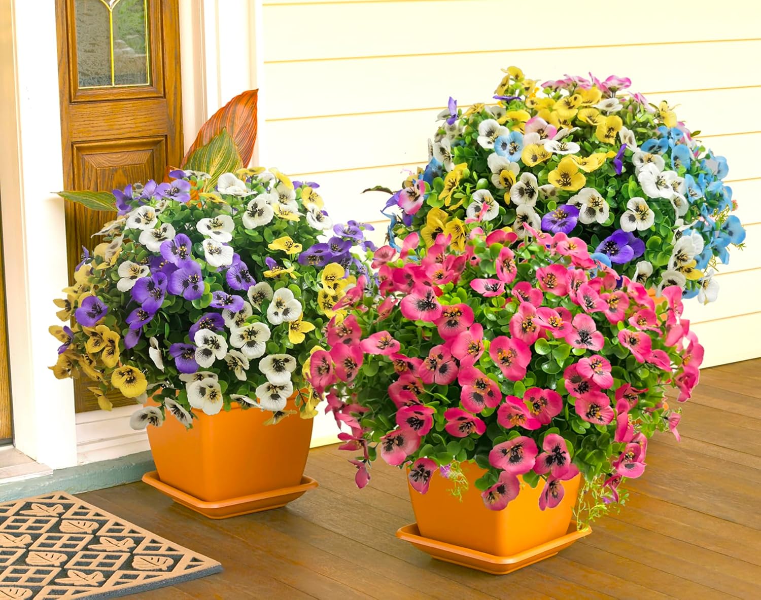 Artificial Flowers for Outdoors Fake Plants, 12pcs Fake Flowers Artificial Plants Outdoor UV Resistant,Silk Faux Flowers Shrubs Greenery Plants for Porch Garden Patio Window Box Decor