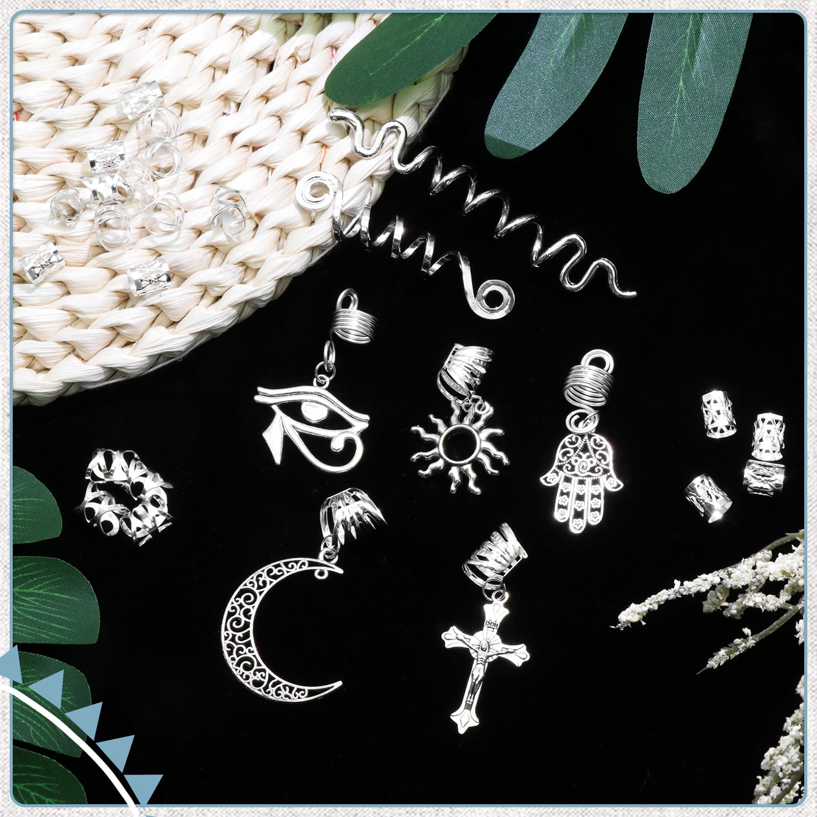 Hair Jewelry for Braids 44 Pcs Crystal Stone Silver Charms Dreadlock Accessories 4ae9af59-b05f-4b40-ba2b-  main image 2