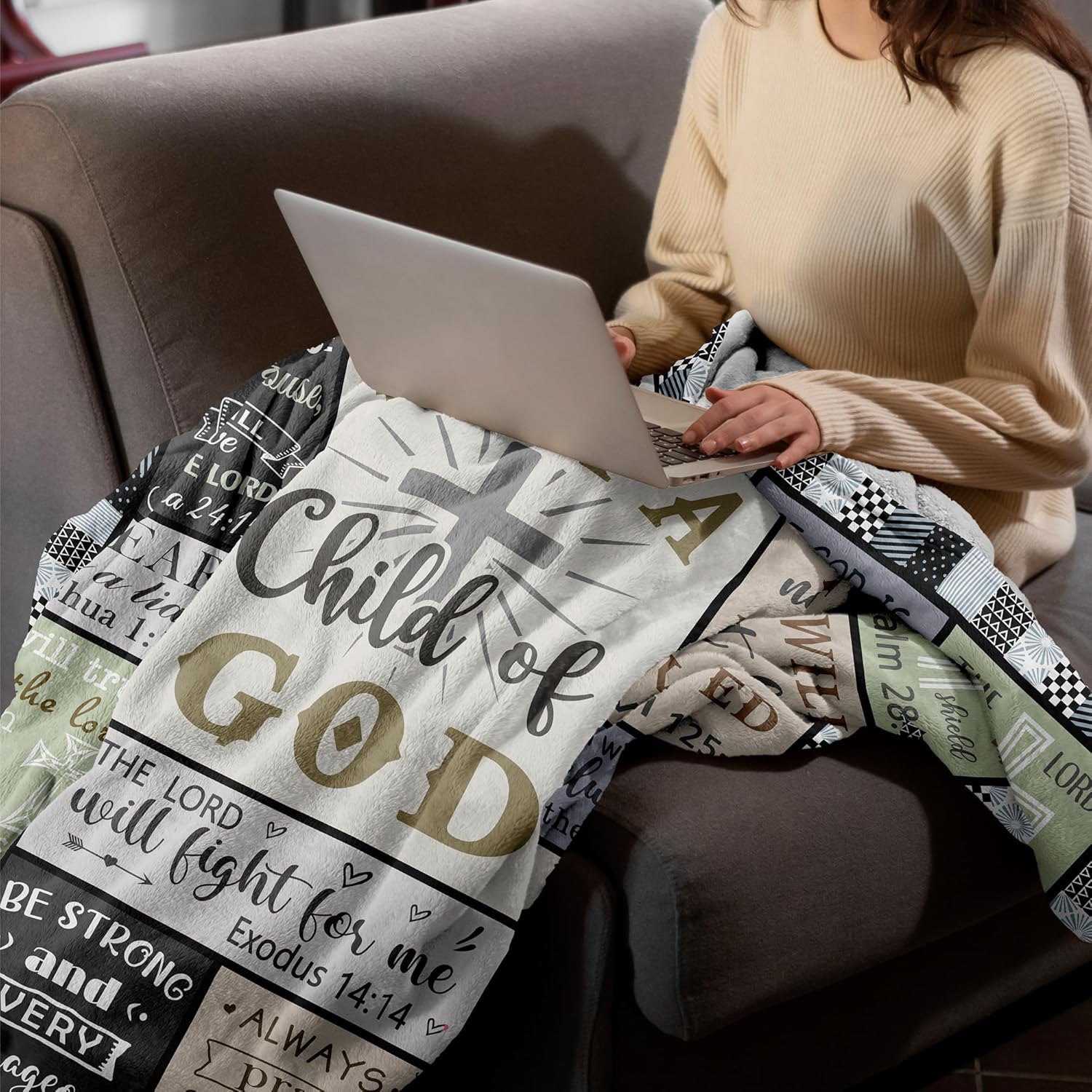 CUJUYO Christian Gifts for Men Women Blanket 50"x40" - Inspirational Religious Catholic Spiritual Present - Christmas Birthday Baptism Confirmation Gifts for Boys - Image 4