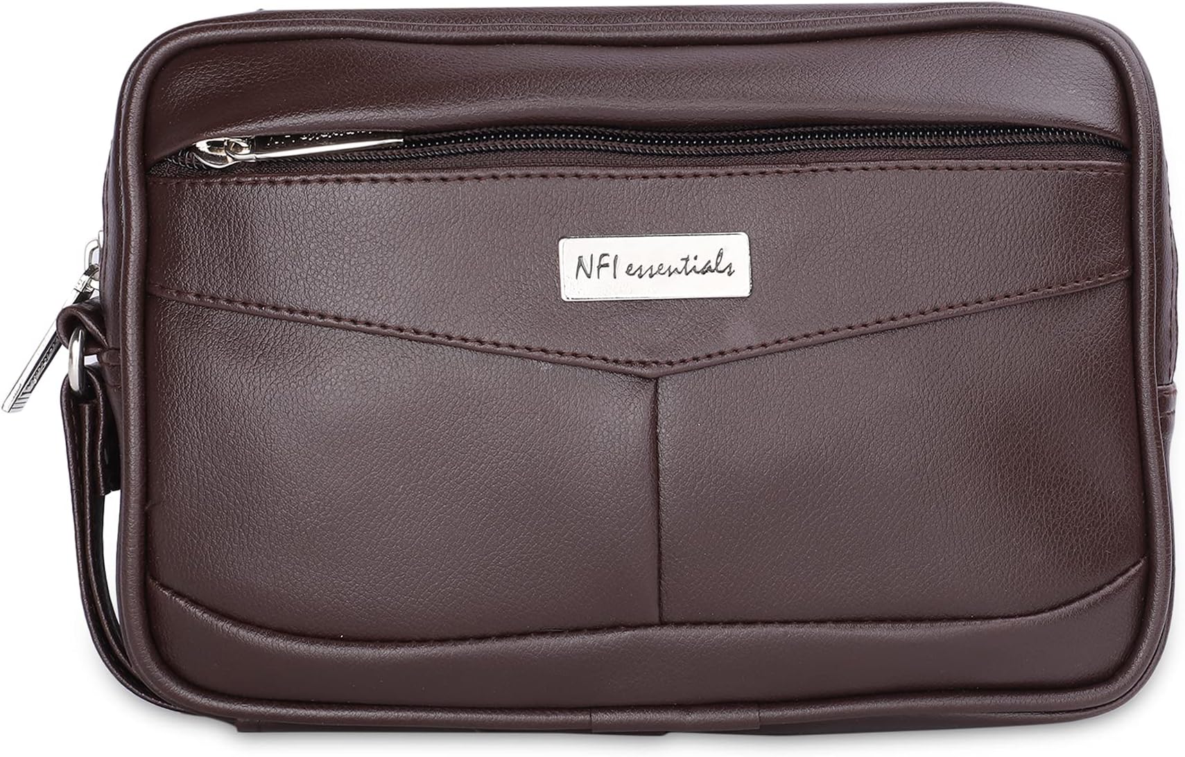 Mens Pouch Multipurpose Leather Toiletry Bag Wrist Hand Bag for Cash Money Carrying Purpose