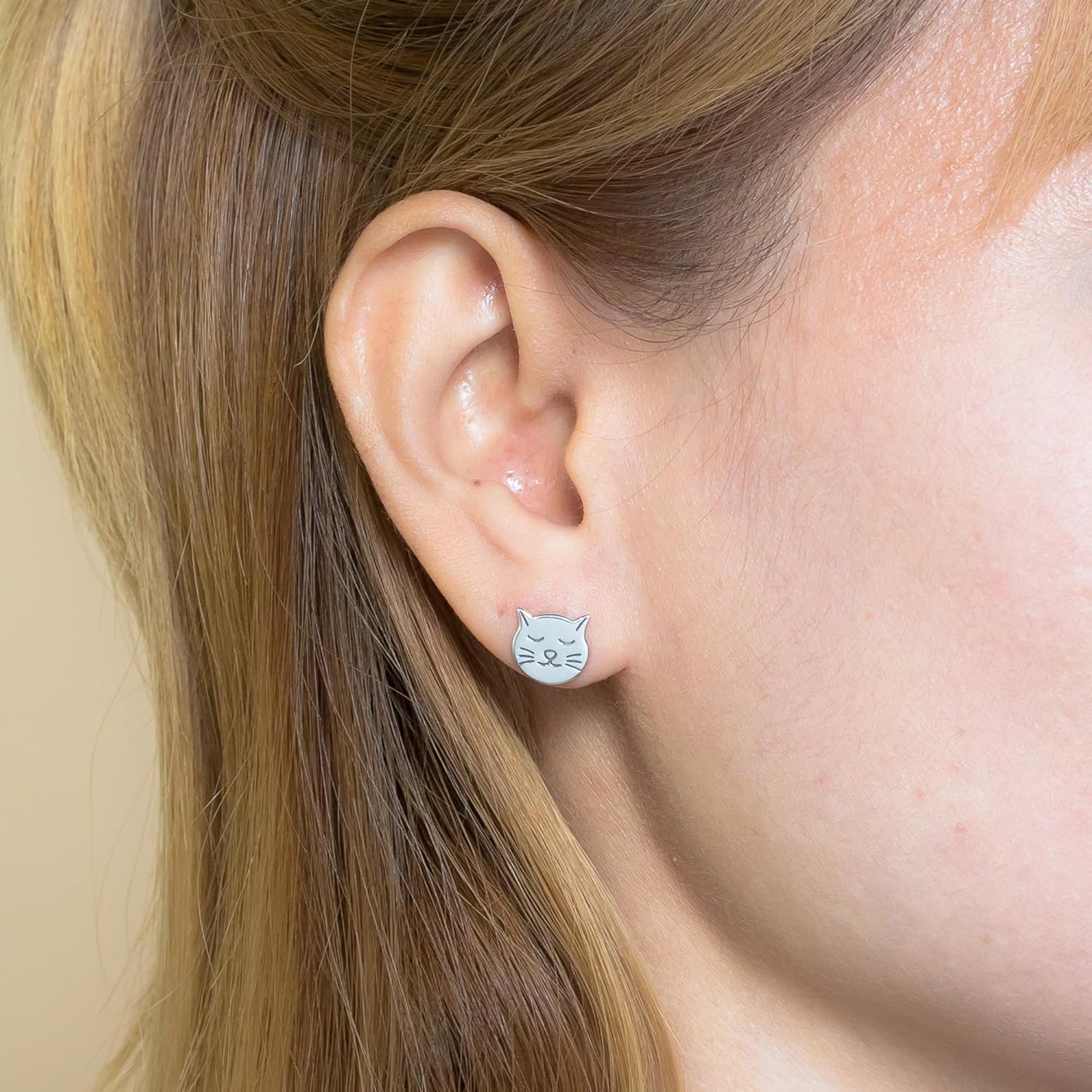 Boma Jewelry Sterling Silver Sleepy Cat Stud Earrings - Image 2