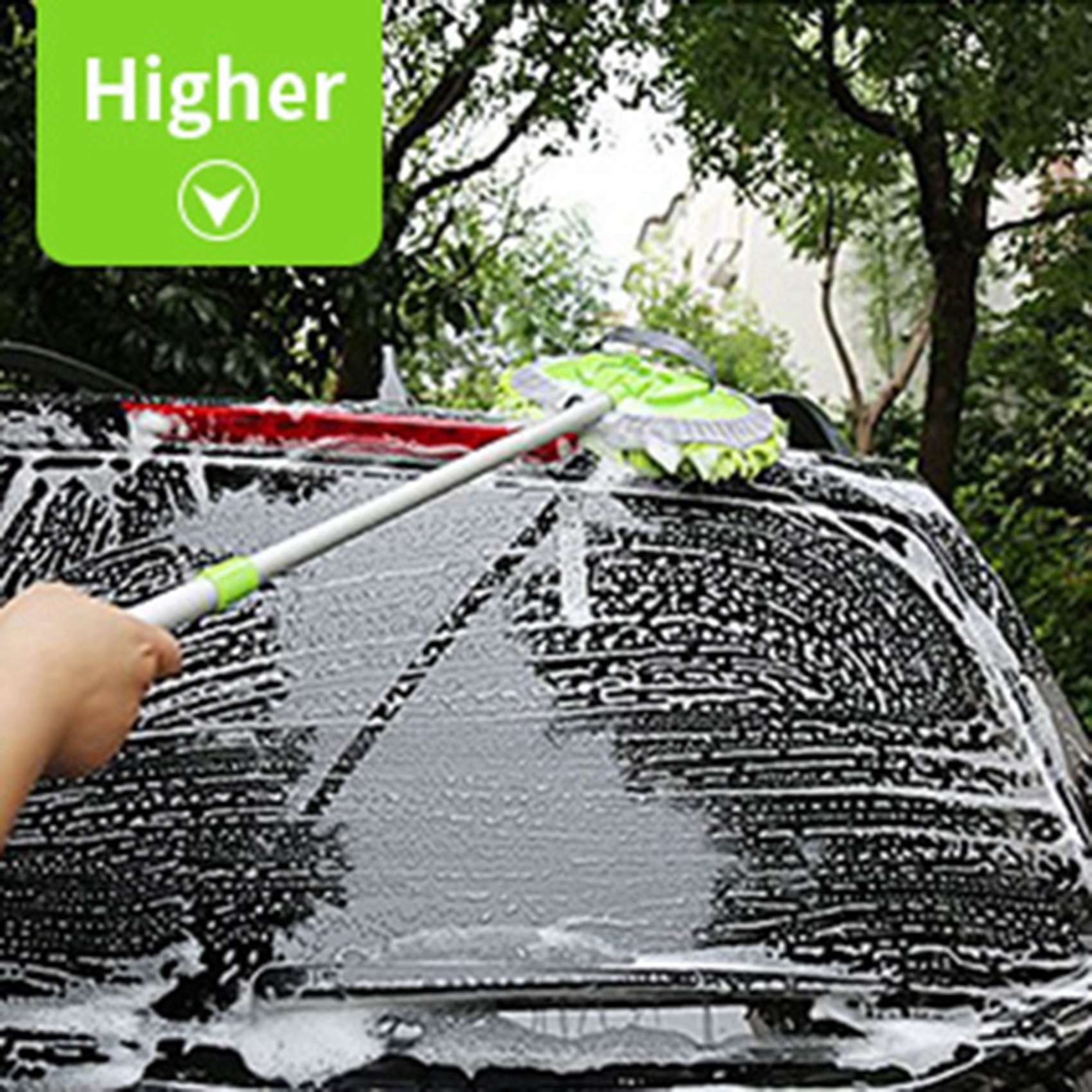 3X de Vadrouille de Lavage de Voiture 2 en 1 avec Manche Long, Prolongateur Brosse à Poussière de Lavage de Voiture en Microfibre Chenille 24-46 Pouces, Outil Rayures