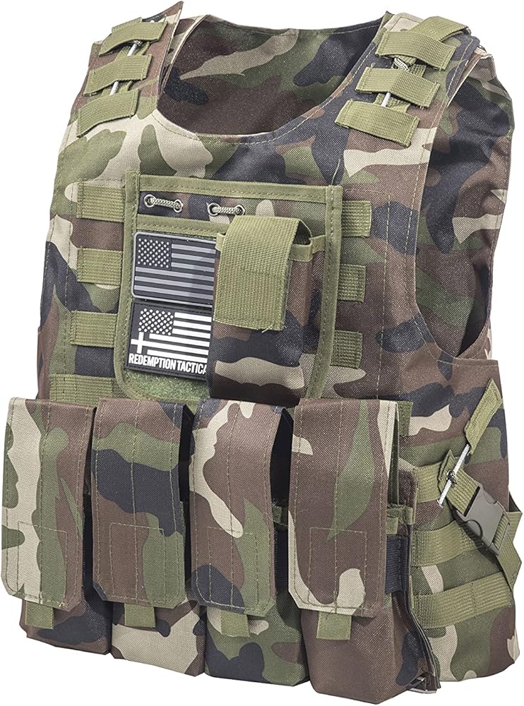 Amazon.com: Tactical Airsoft Vest w/US Flag Patch and Pouches