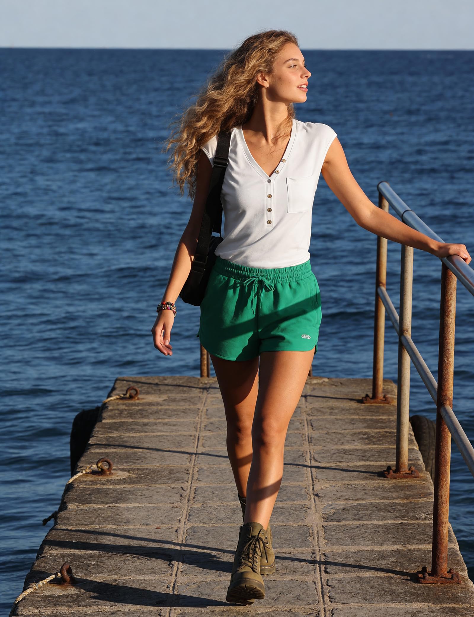 Gyabnw Camiseta Mujer Cuello V sin Mangas Blusa Verano Ligera Suave y Transpirable con Bolsillo para Trabajo y Tiempo Libre