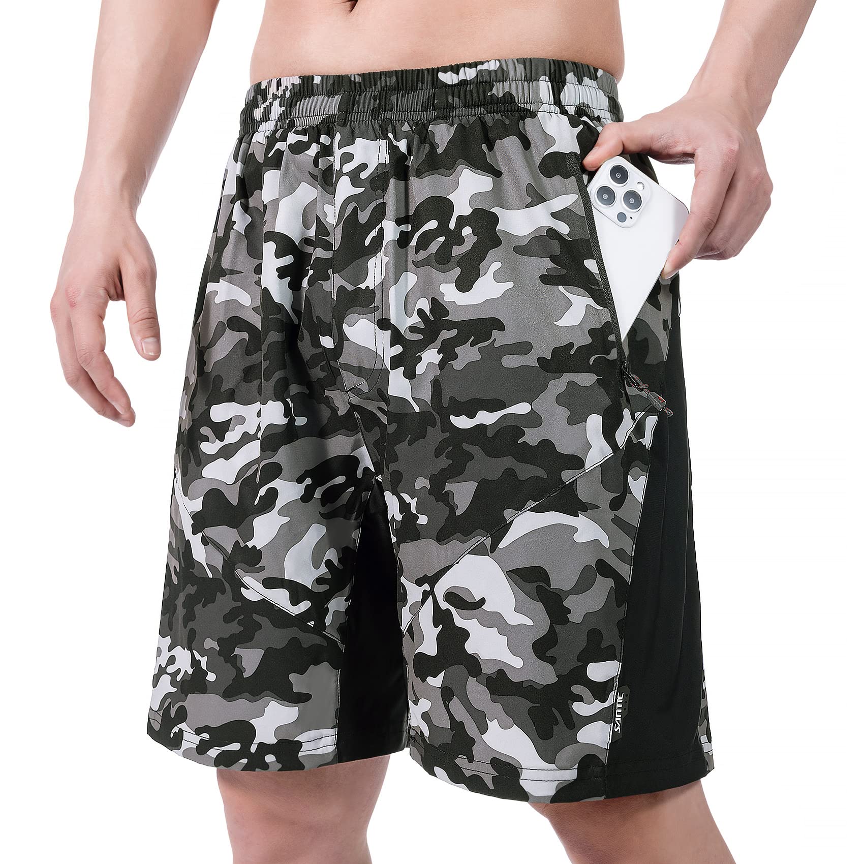 Santic Men's Bike Shorts Loose-Fit Softshell Mountain Bike with Padded Cycling Shorts MTB Bicycle Trail Shorts