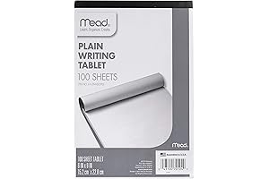 Mead Unlined Paper Writing Tablet: 6" x 9", 100 Sheet Pack for...