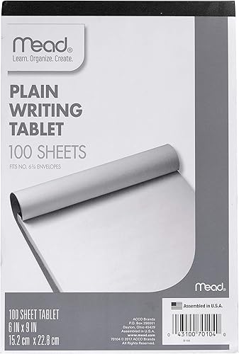 Mead bloc tablero de escritura, 6 x 9 pulgadas (70104), gris