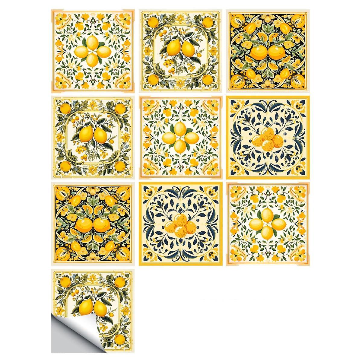 YarnAdventures 20 PCS DIY Peel and Stick Wall Tiles, Modern Simplicity, Yellow Lemon, Waterproof, Oilproof, Kitchen Bathroom Decor, 20x20cm