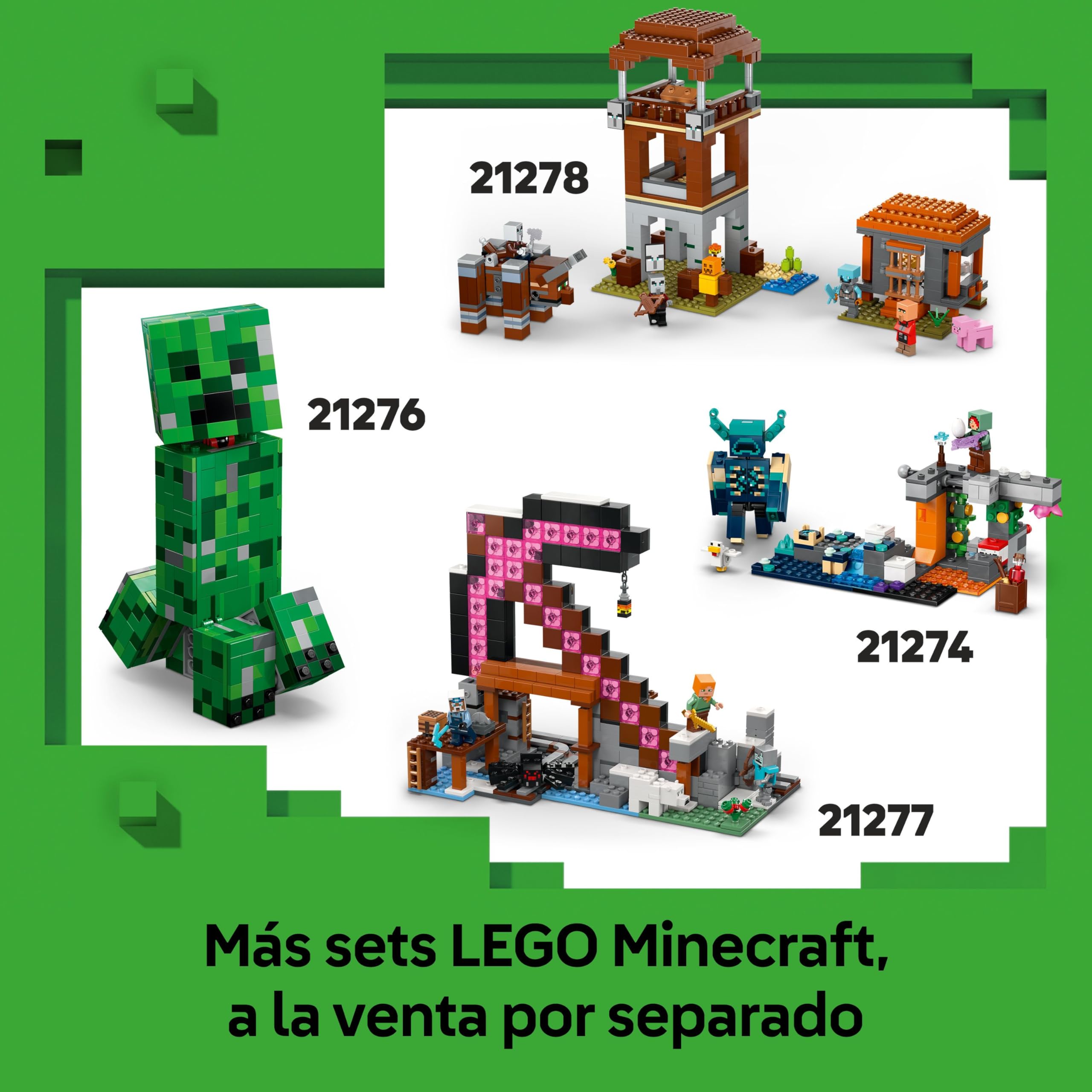 LEGO Minecraft 2 en 1 La Torre del Enderman - Juguete Modular Convertible en 2 Fortalezas - Figuras de Endermans, Endermitas y Portal de Inframundo - Regalo Gamer para Niños y Niñas de 9+ Años 21279