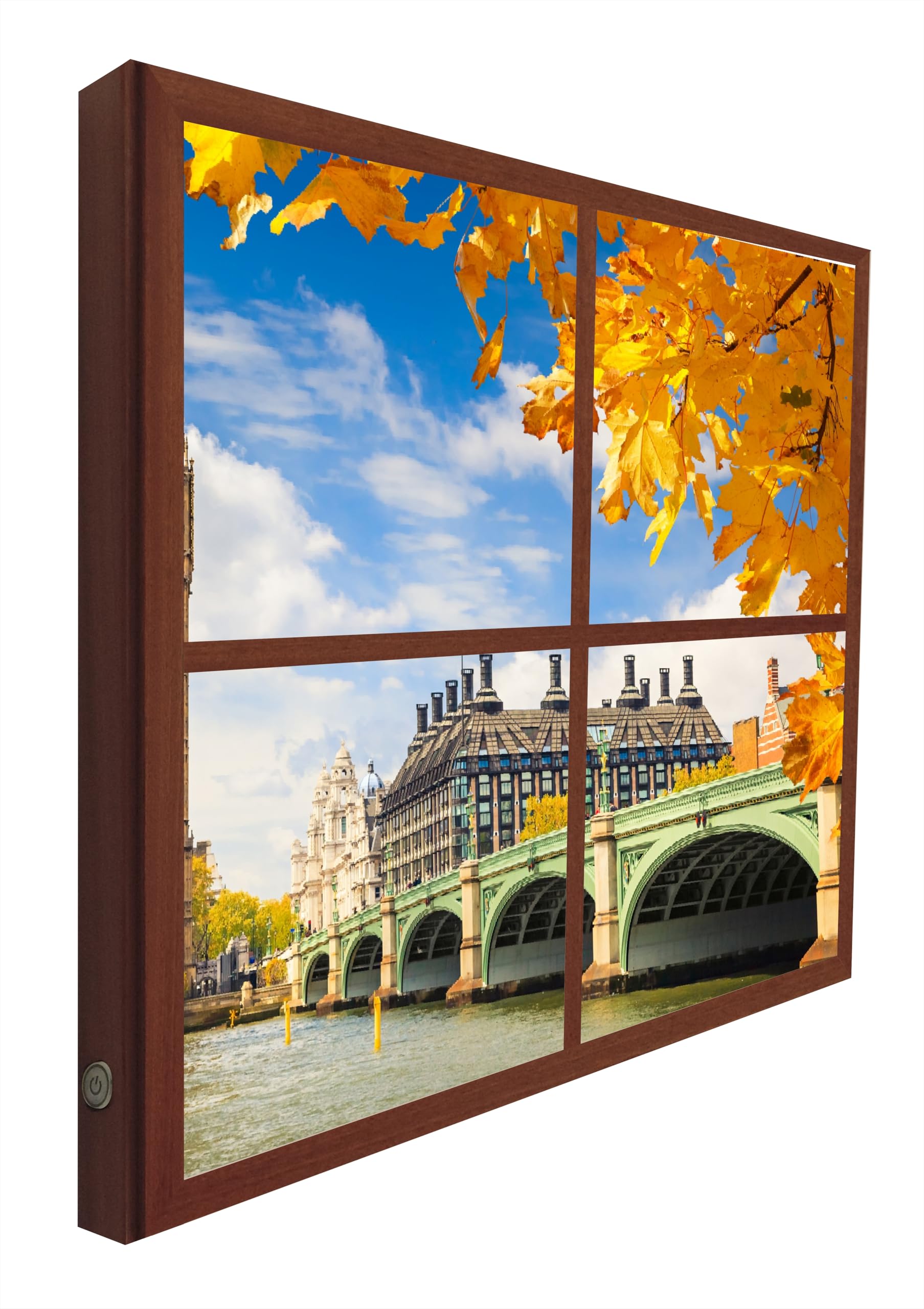 Fausses fenêtres tableau rétroéclairé pont de Westminste SAPELLY 80x80cm lumineuse