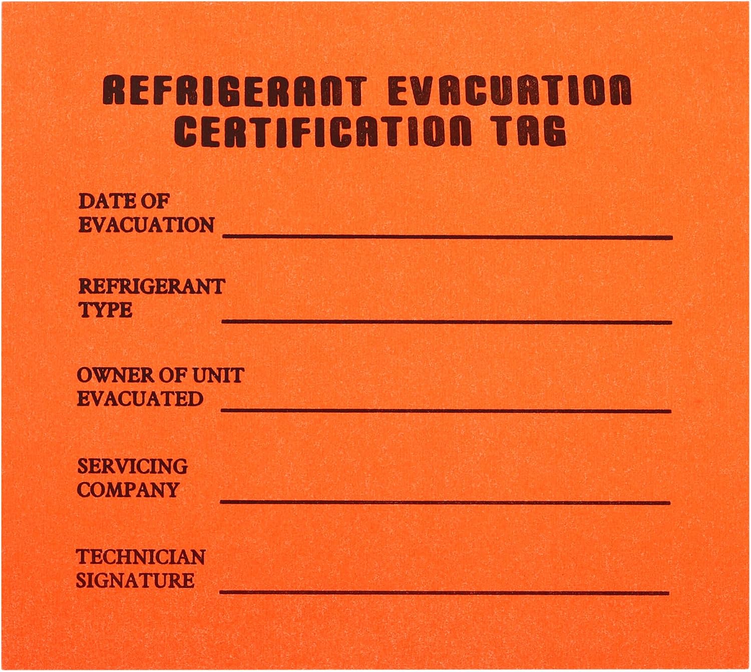 Refrigerant Evacuation Recovery Cerification Tag,60 Pack | Refrigerant Recovered Identifier Label,Evacuated Tags for Scrapping Equipment Business