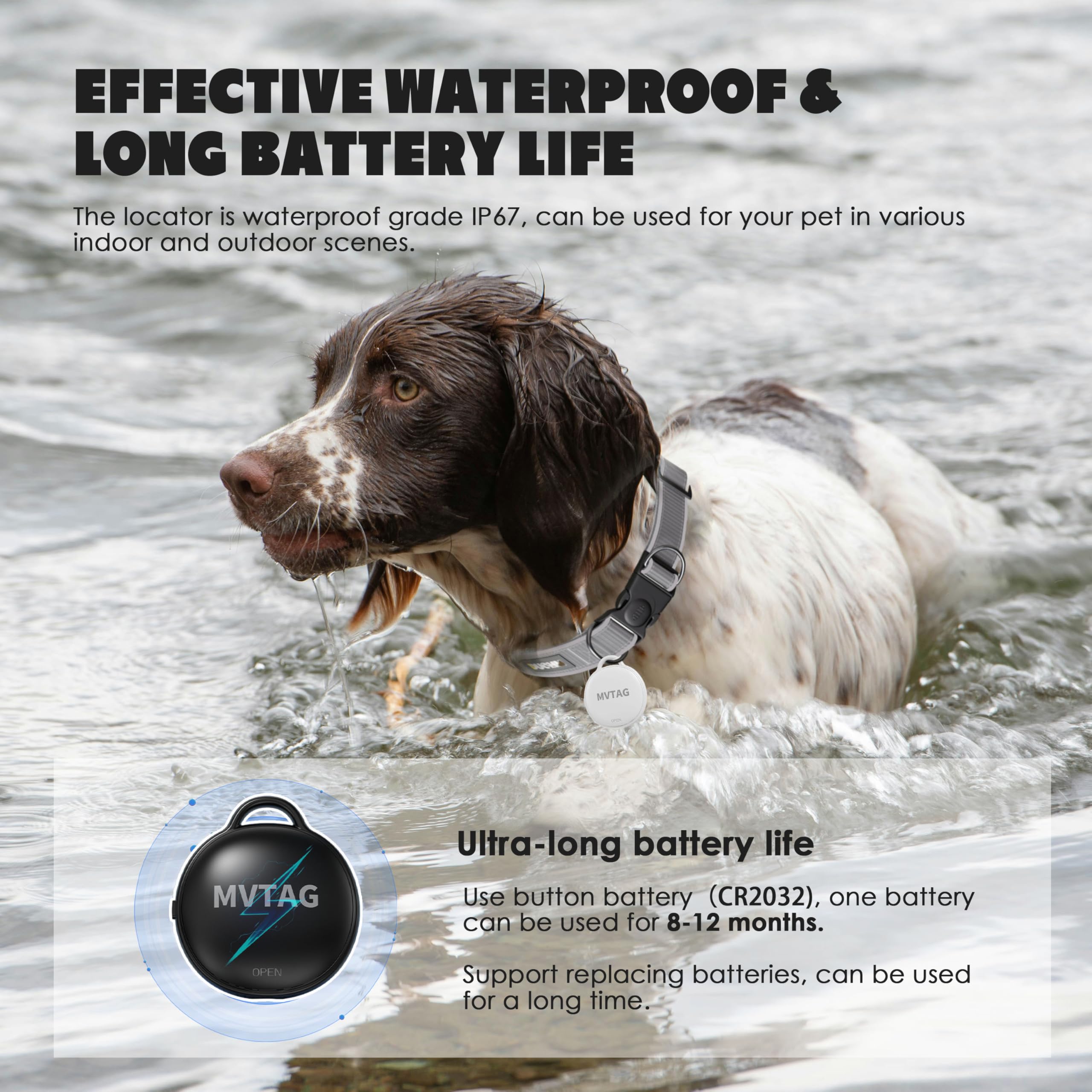 Dog Tracker GPS Collar No Monthly Fee, Real-Time Mini Pet Tracker for Small Medium Large Dogs, Reflective Waterproof Dog Tracking Collar with Bell, Indoor & Outdoor (Only for iOS) - image 4