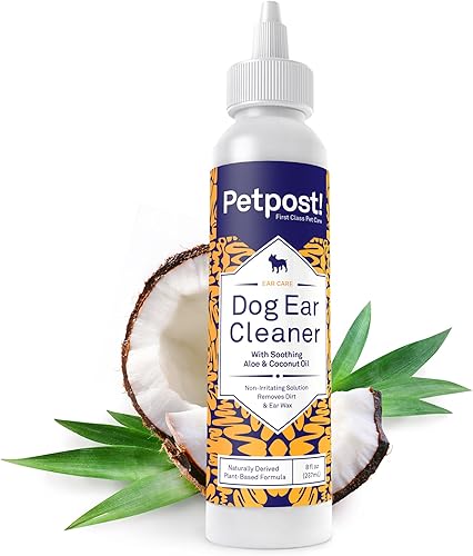 Toallitas limpiadoras de oídos de la marca Petpost para perro y gato, solución de aceite de coco natural, el mejor remedio para los ácaros de oído,