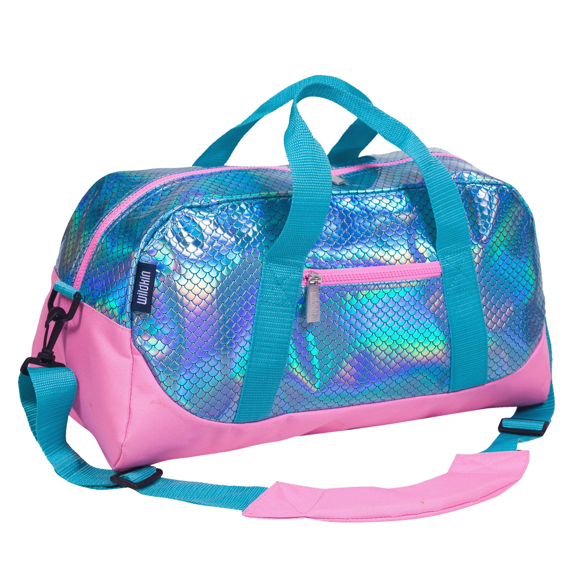 Wildkin Kids Overnighter Duffel Bag – Carry-On Size, Ideal for School & Sleepovers - Mermaid Scales