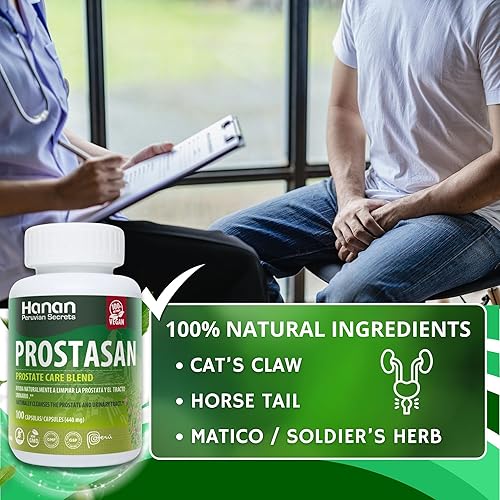 Miniatura 2 de Hanan Suplementos de próstata para hombres 100 cápsulas - Prostasan mezclado con Annatto, Humanpinta, garra de gato, cola de caballo y hierba de