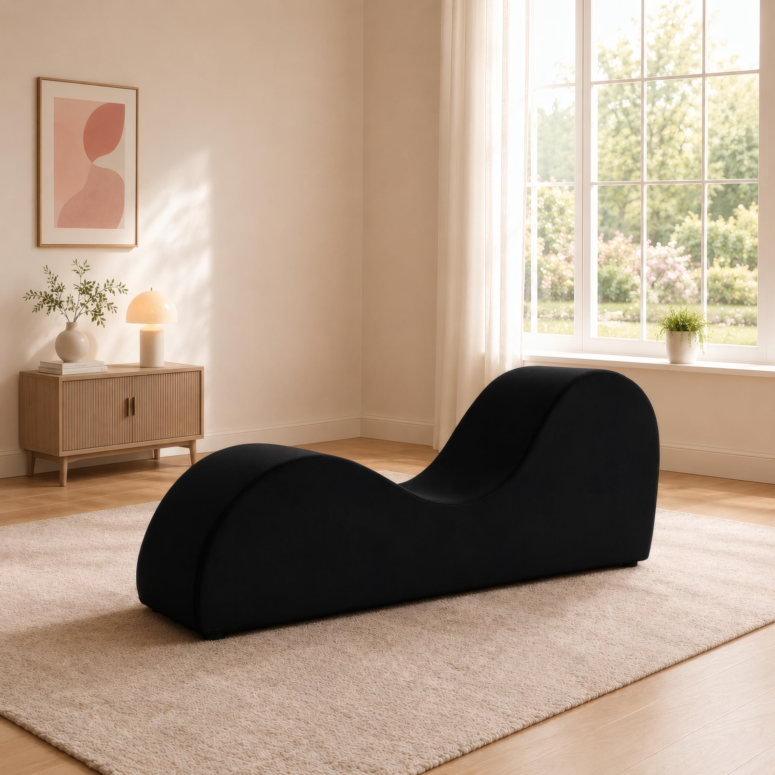 Naomi Home Leticia Ergonomic Yoga Chaise Lounge Chair Black
